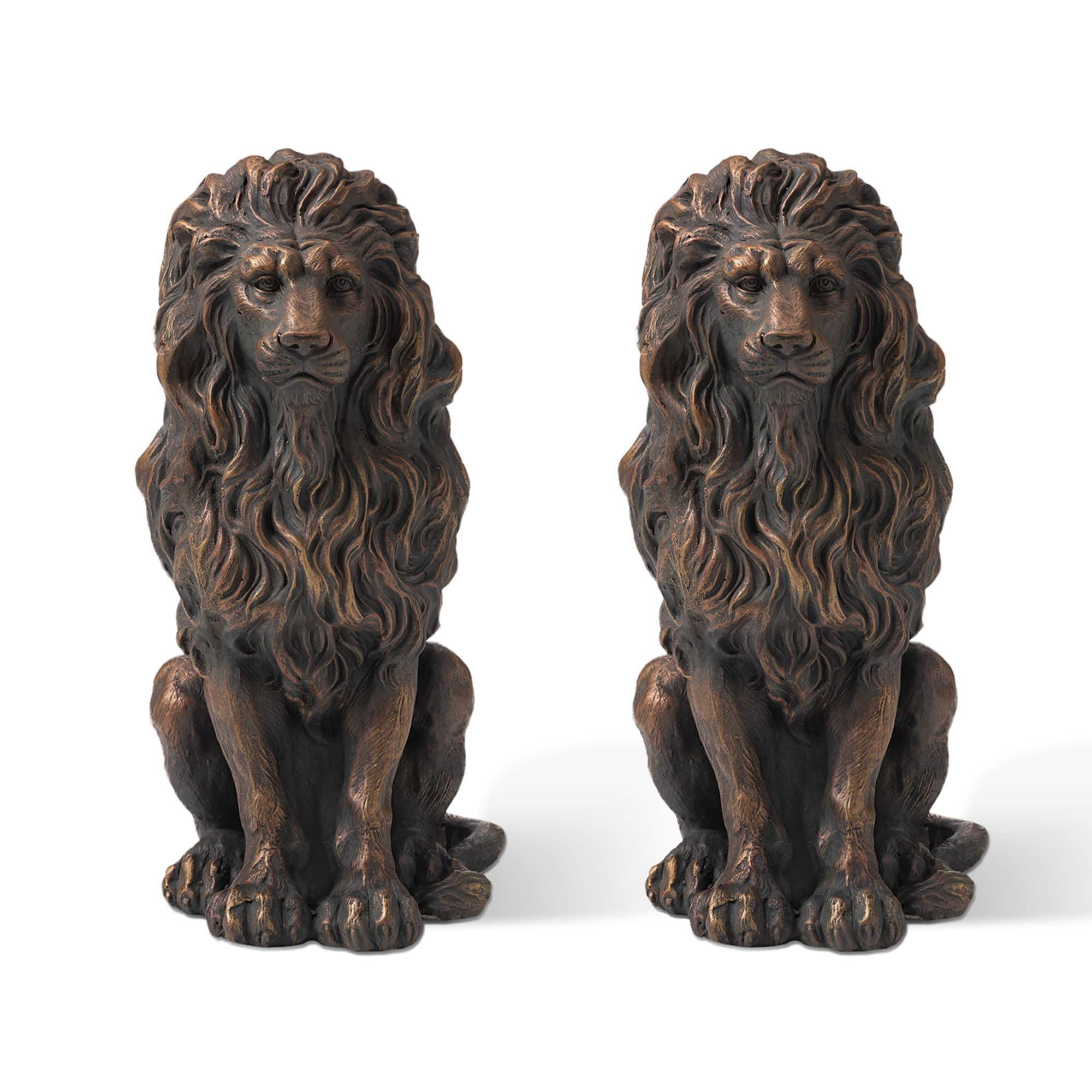 Glitzhome&#xAE; 20.5&#x22; Guardian Sitting Lion Statue Set