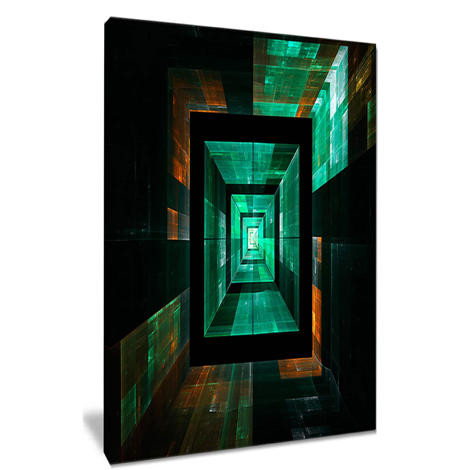 Designart Deep Green Infinite Cube Abstract Canvas Art Print