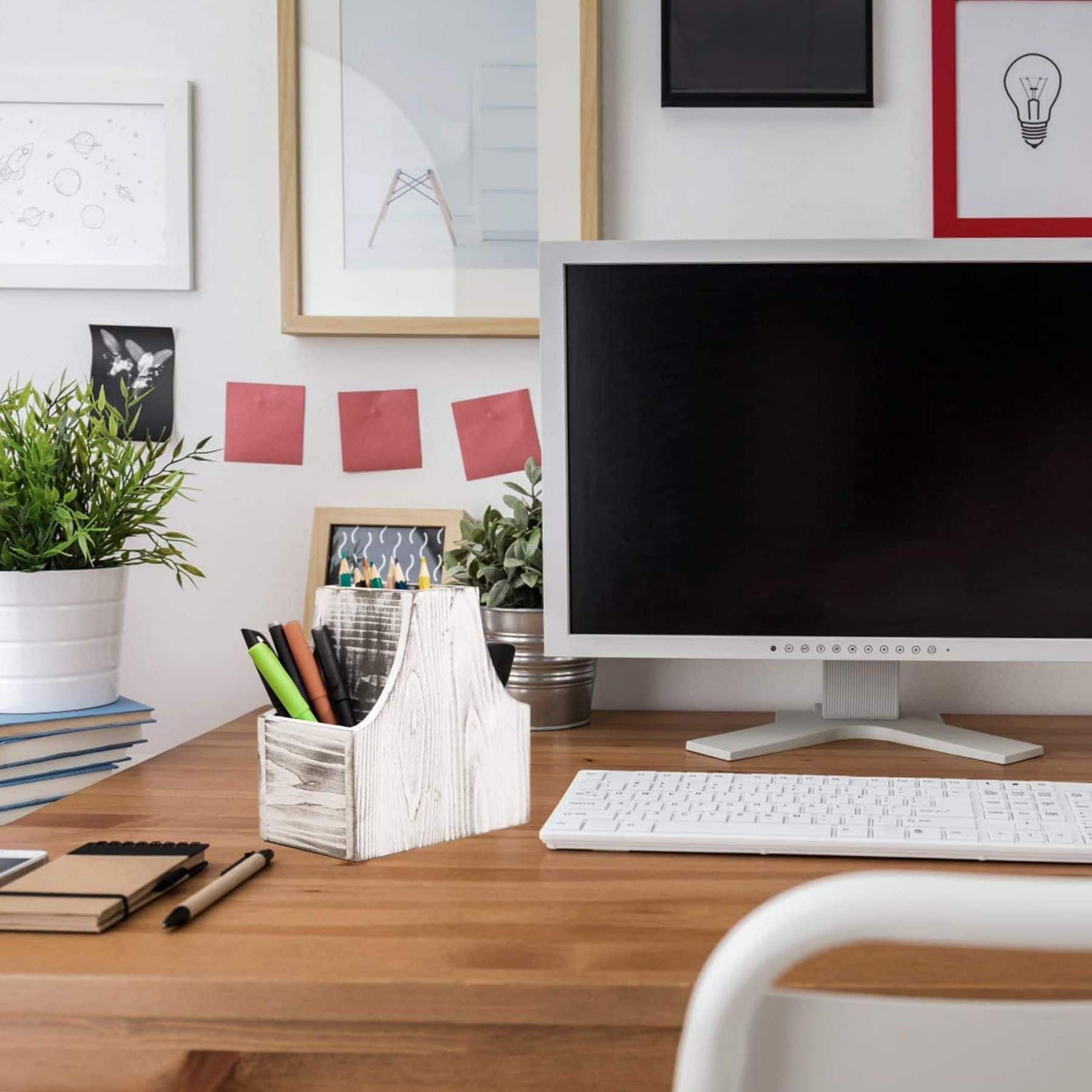 NEX™ 6.5" Rustic White 3-Compartment Remote Control Holder