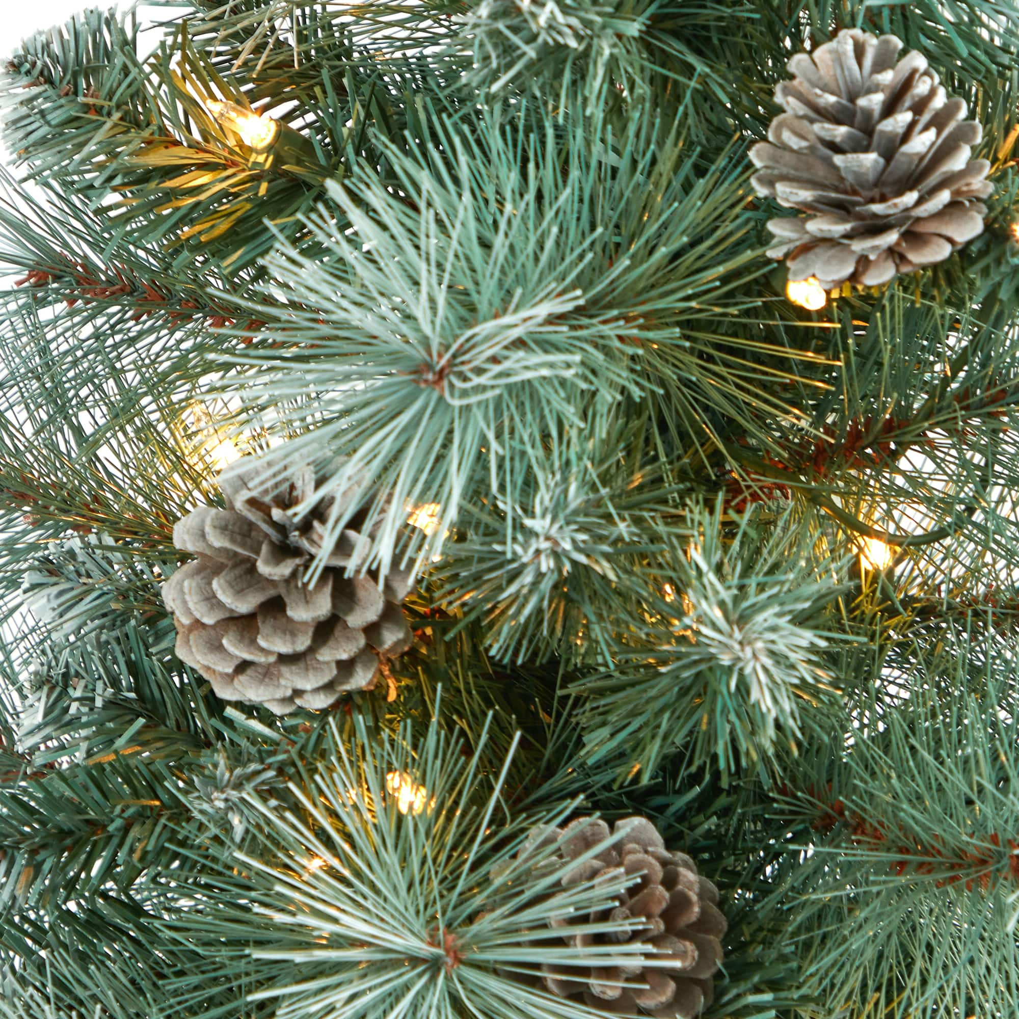 4ft. Pre-Lit Frosted Tip British Columbia Mountain Pine Artificial Christmas Tree with Pinecones, Clear Lights