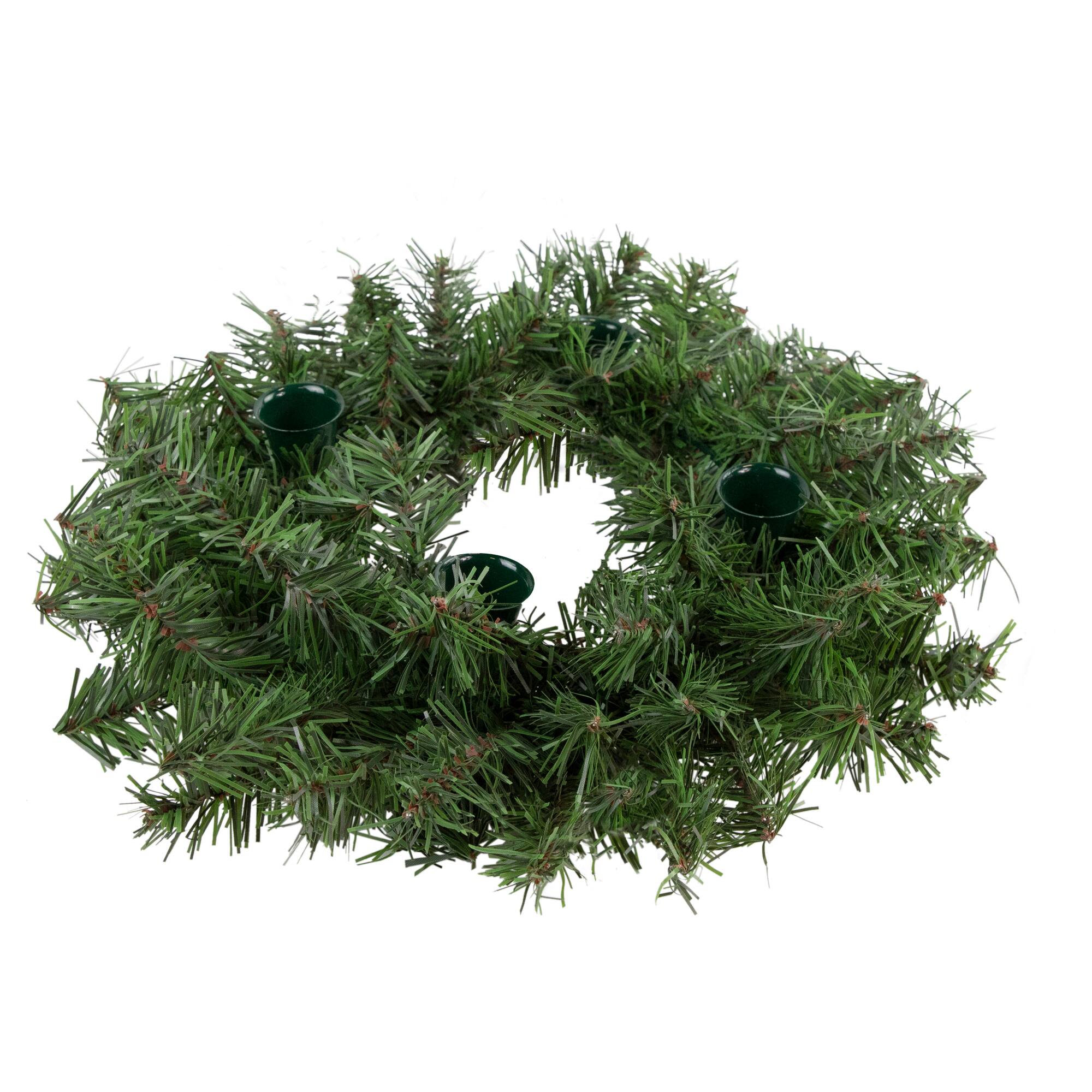 12" Pine Artificial Christmas Advent Candle Holder Wreath