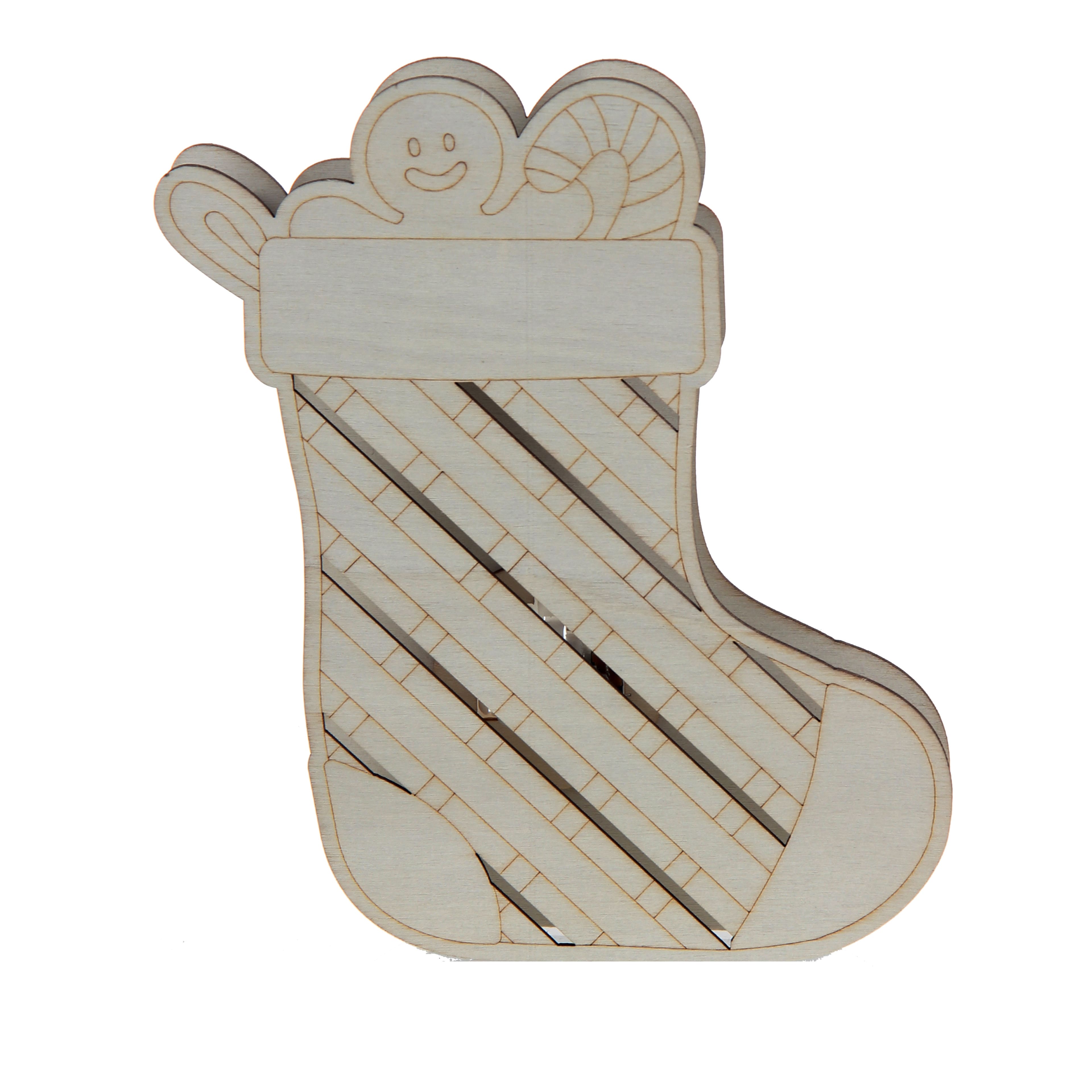 6.5&#x22; Unfinished Stocking DIY LED Wood D&#xE9;cor by Make Market&#xAE;