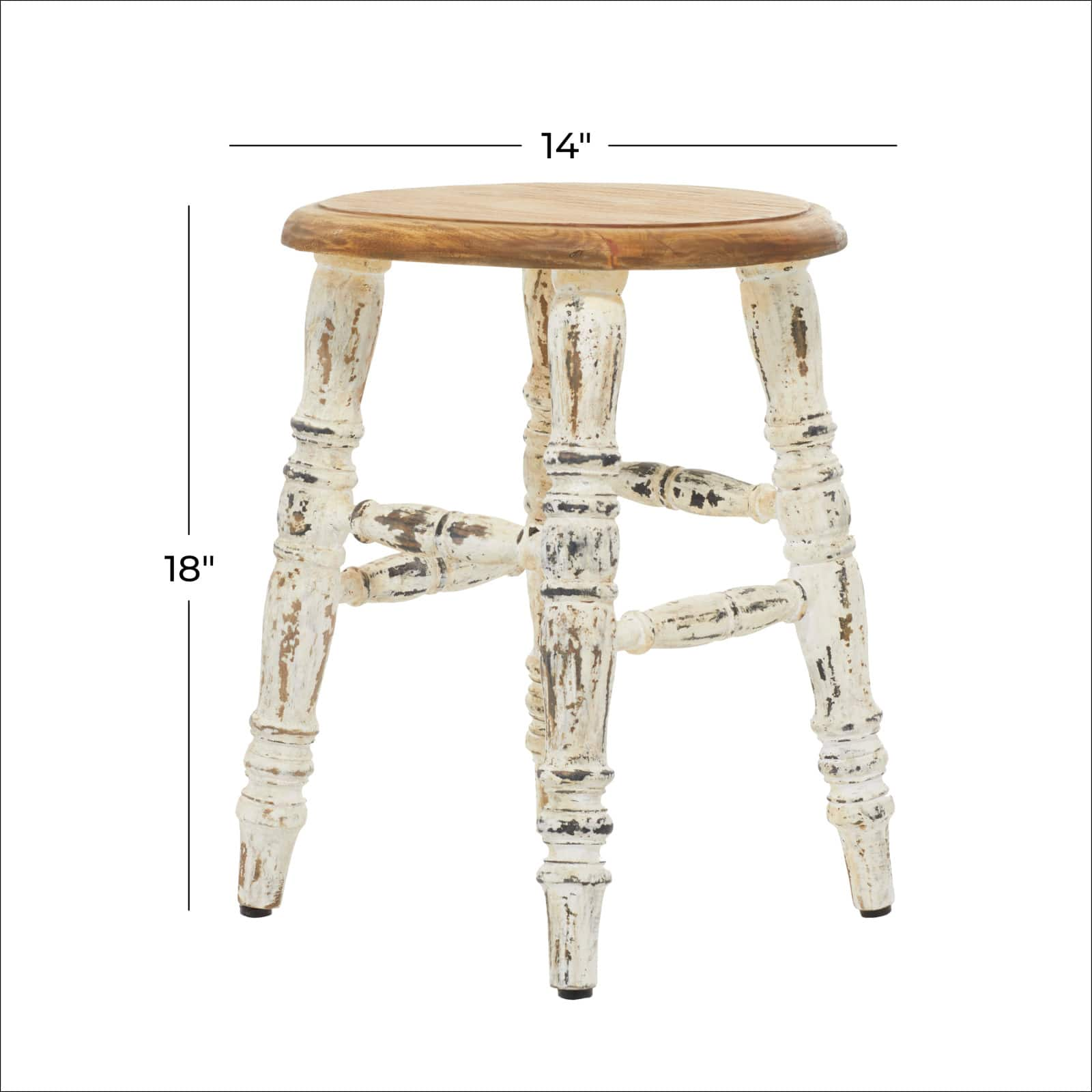 18&#x22; White Wood Farmhouse Stool