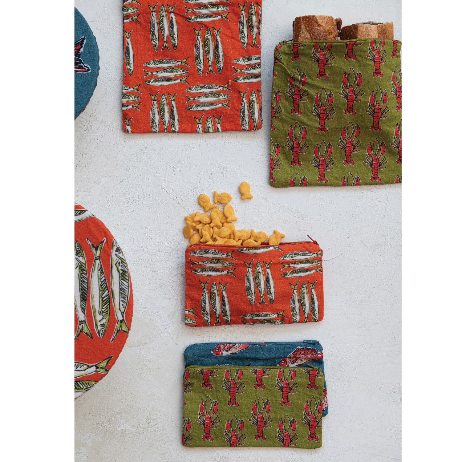 Hello Honey® Sea Life Cotton Zip Food Pouch Set