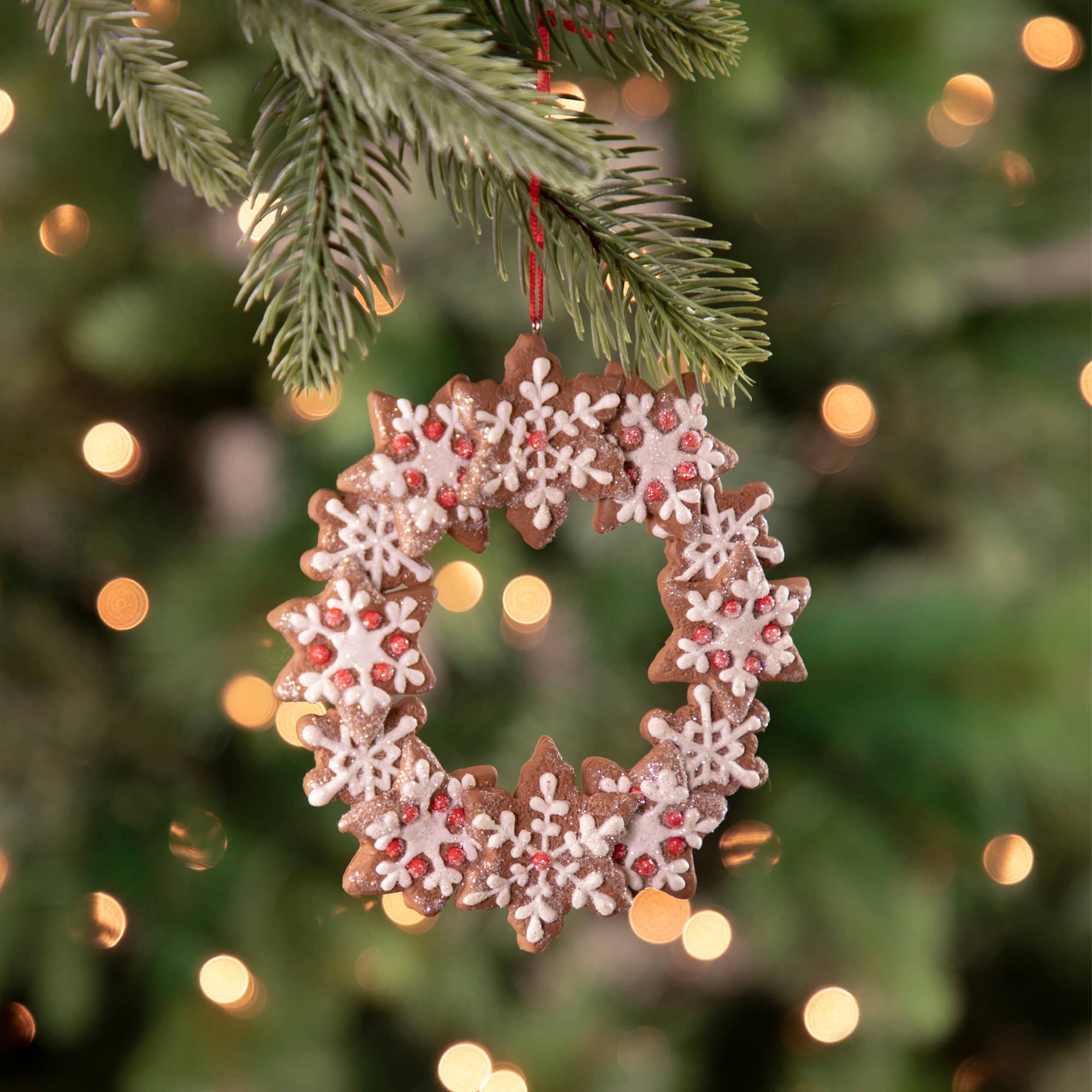 5&#x22; Gingerbread Snowflake Wreath Ornament