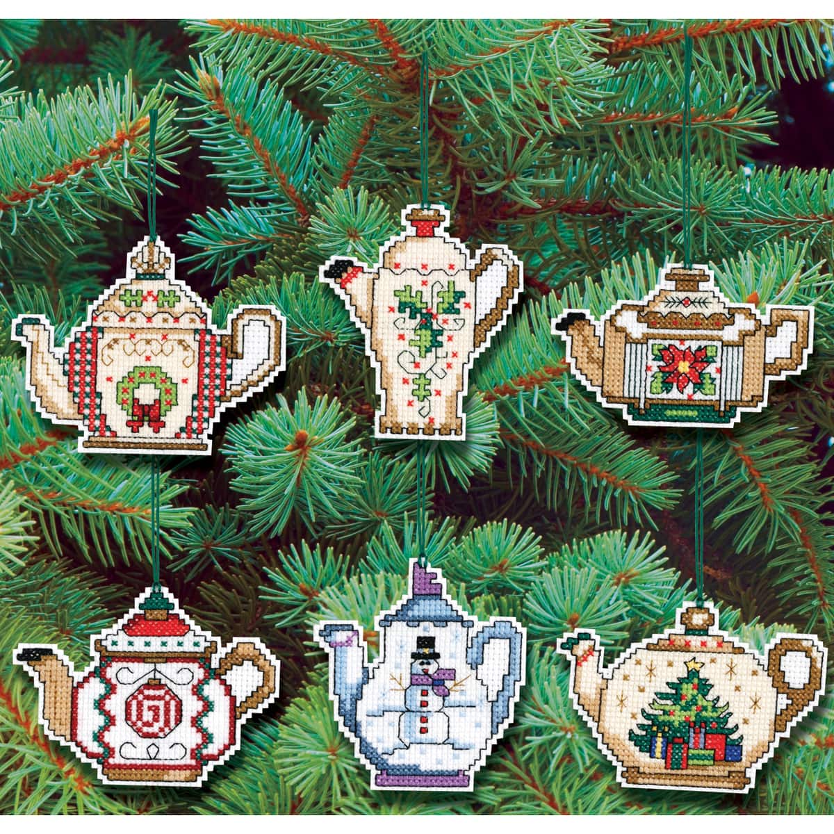 Janlynn® Christmas Teapot Ornaments Counted Cross Stitch Kit