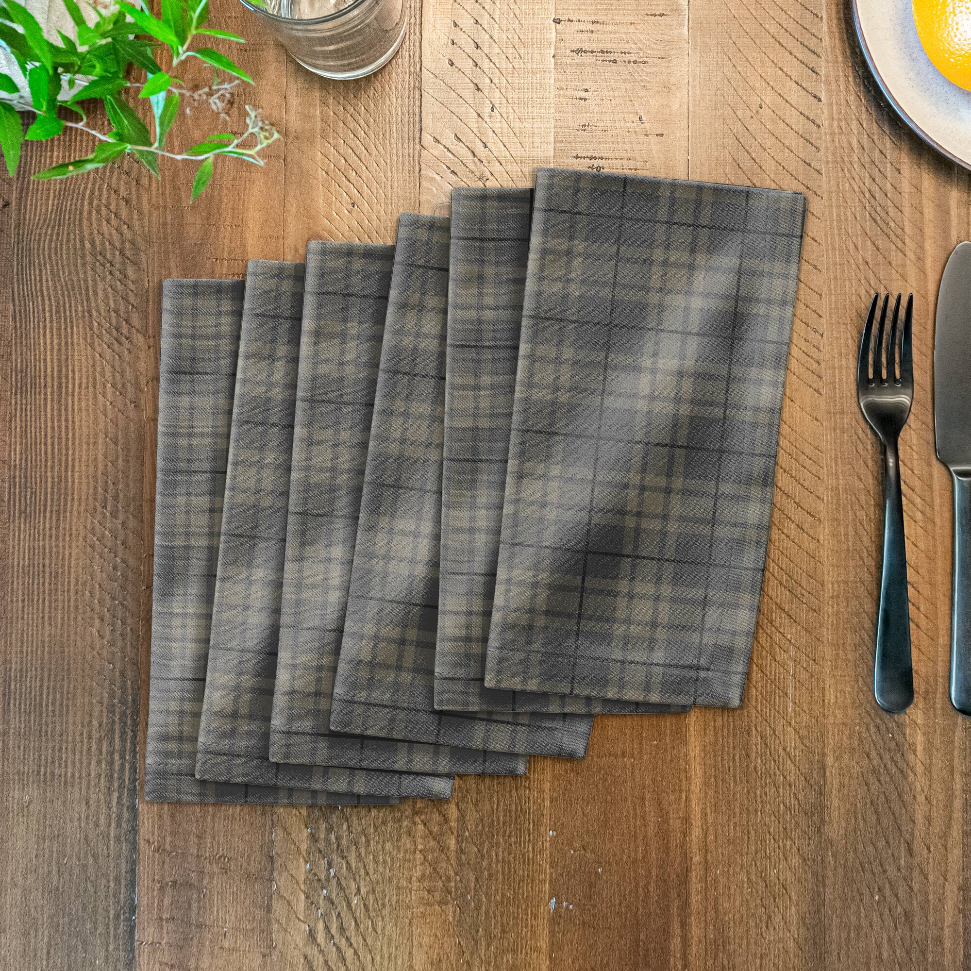 Dark Gray Plaid 10" x 10" Cotton Twill Napkin