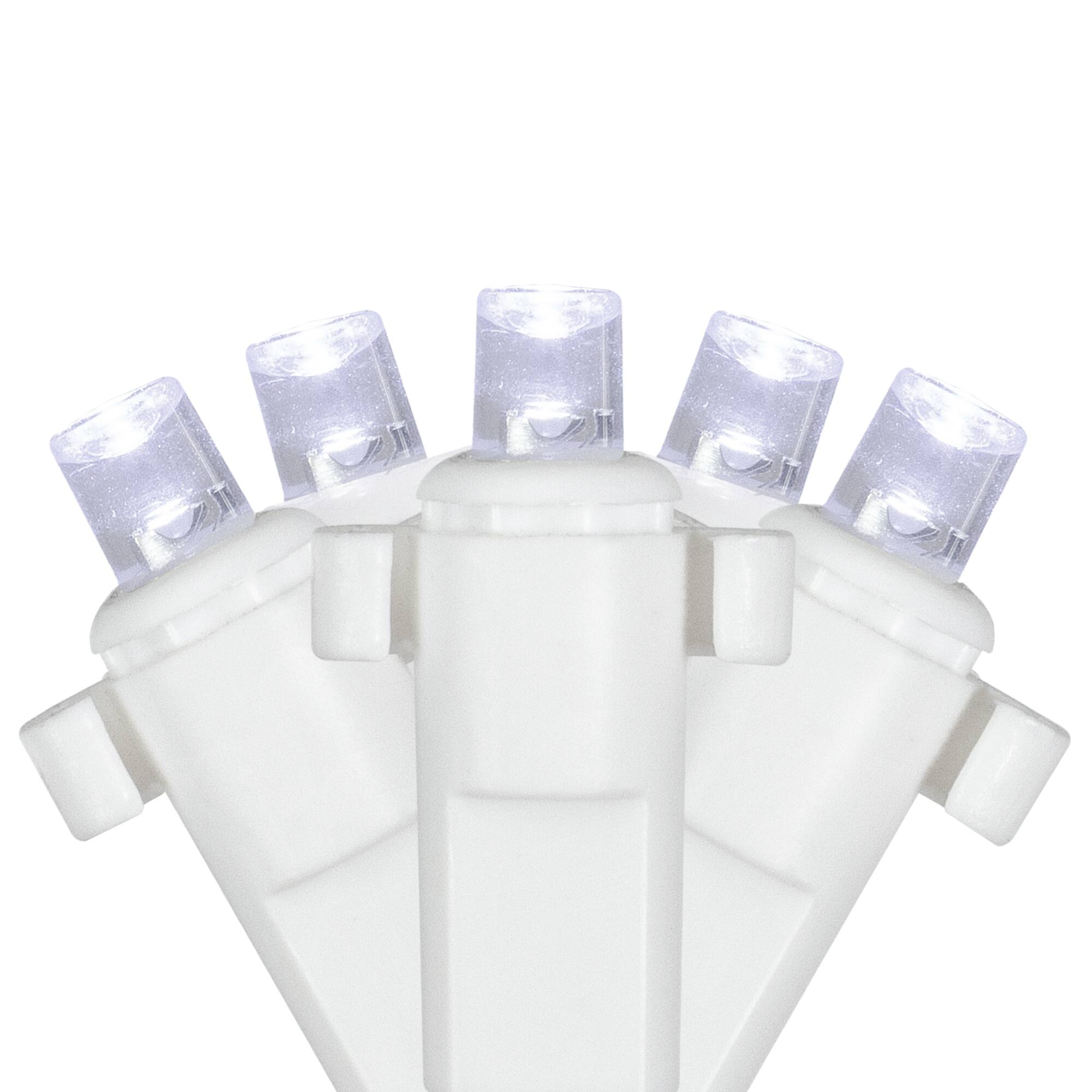 2' x 8' Pure White LED Wide Angle Net Style Column Wrap Christmas Lights White Wire