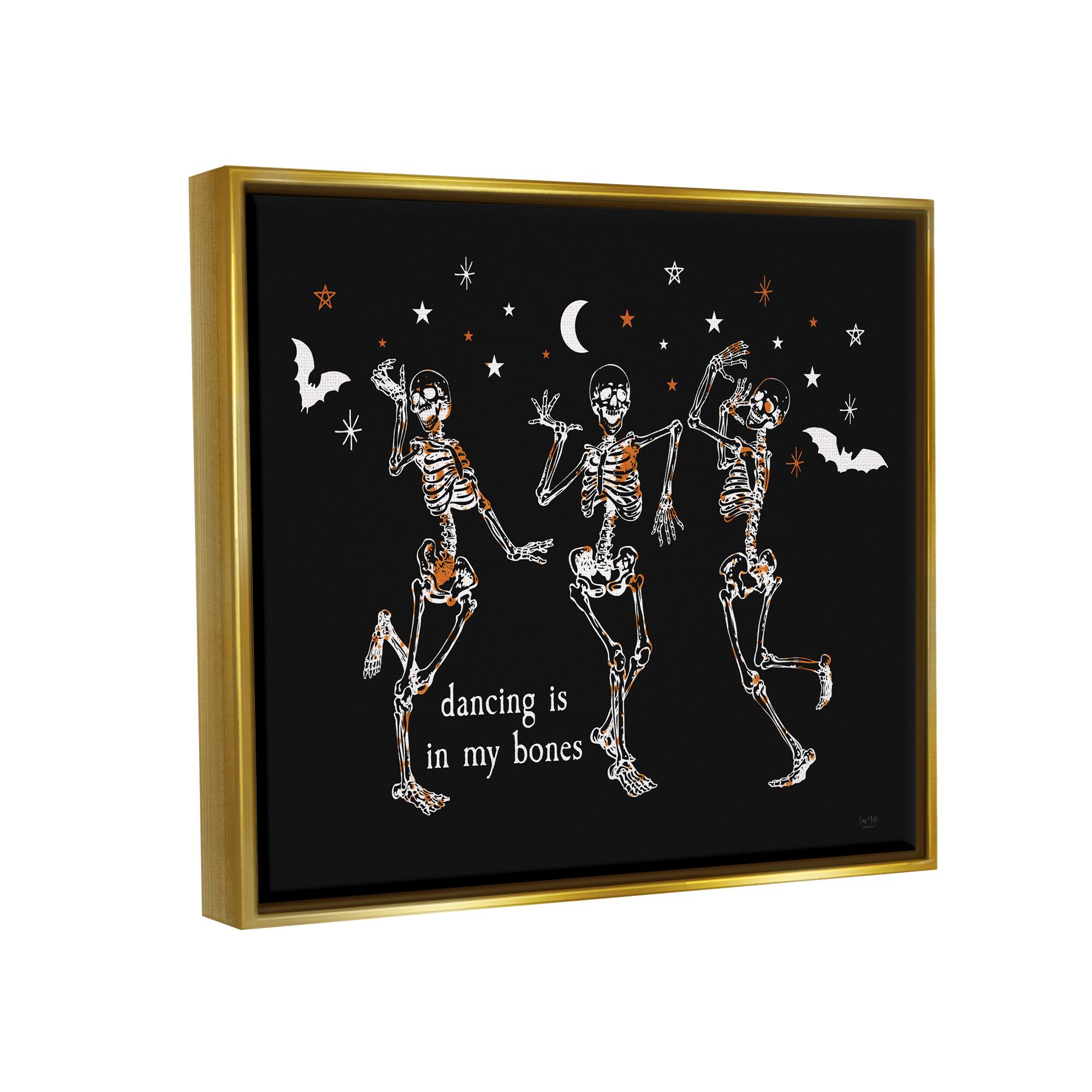 Stupell Industries Dancing In My Bones Skeletons Framed Floater Canvas Wall Art