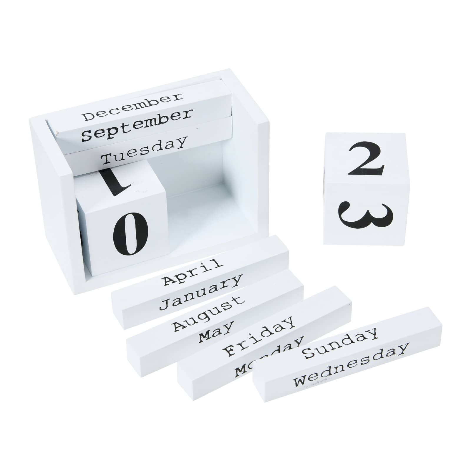 Hello Honey&#xAE; 5.5&#x22; White Wooden Perpetual Desk Block Calendar