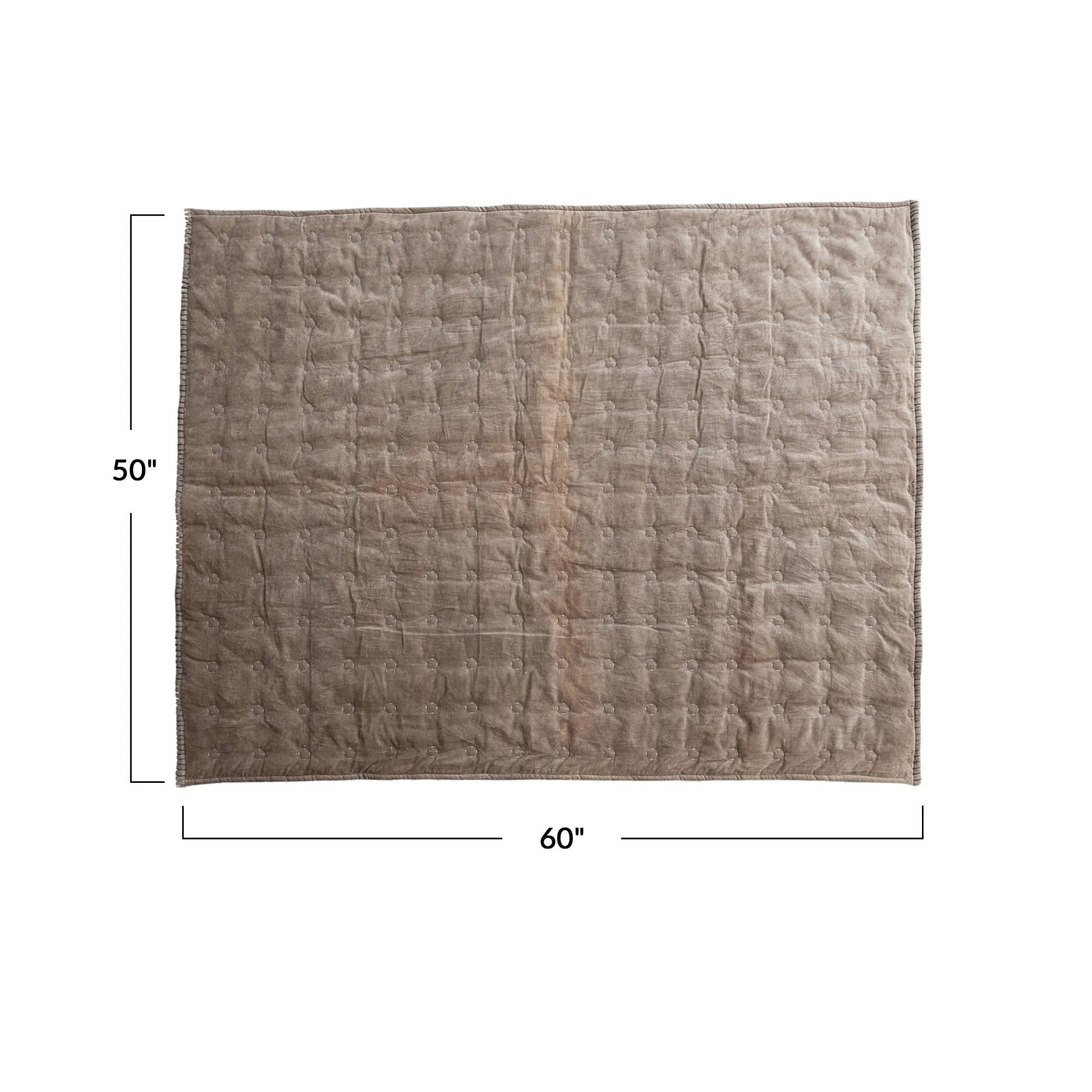 Hello Honey® Taupe Cotton Velvet Quilted Throw