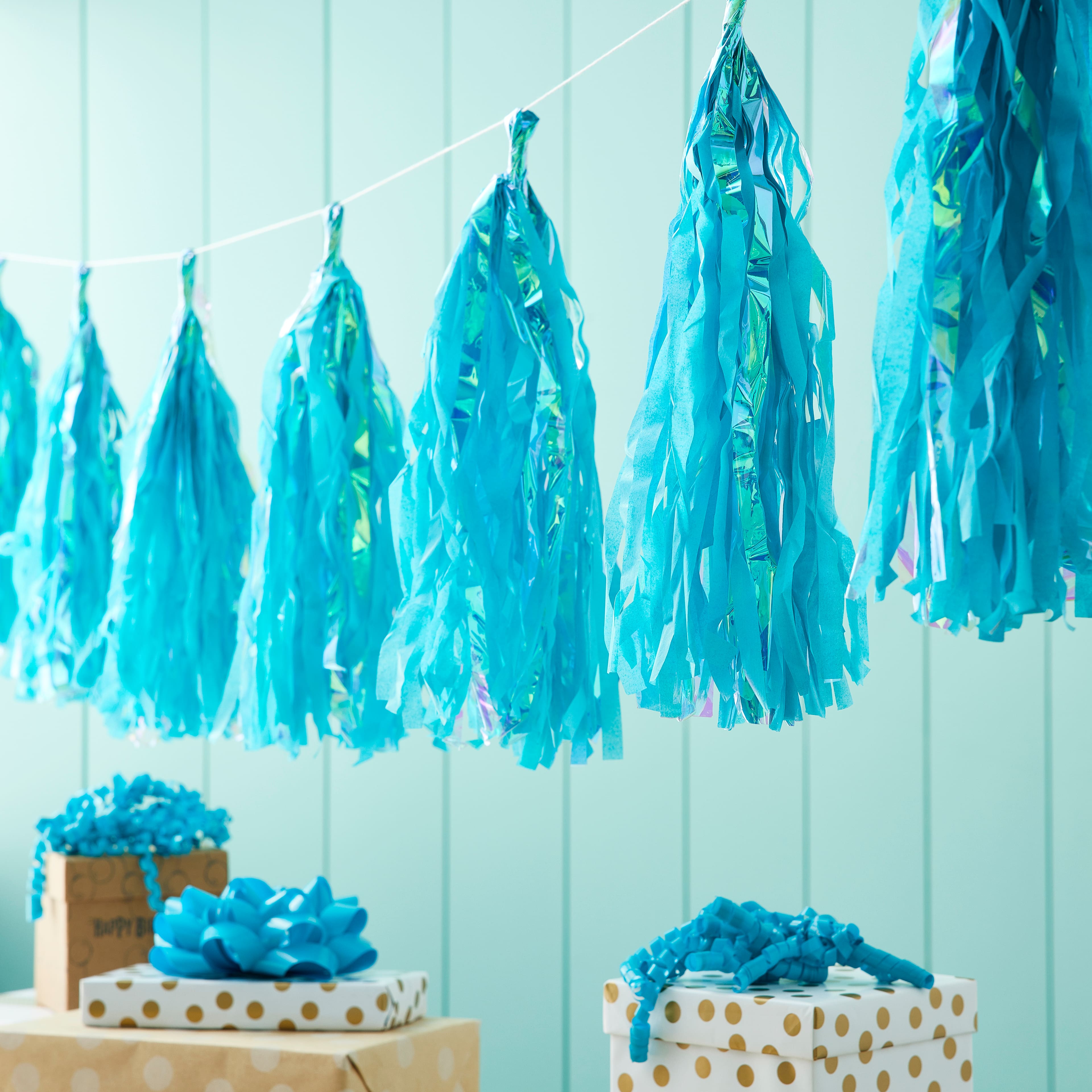 12 Pack: Teal Tissue Tassel Garland by Celebrate It&#x2122;