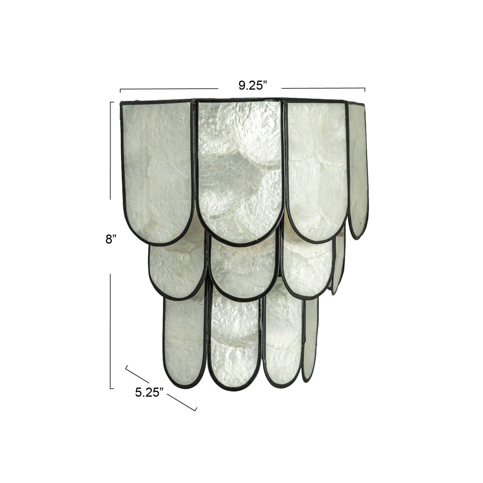 Hello Honey® Black Finish Laminated Capiz Tiered Wall Sconce