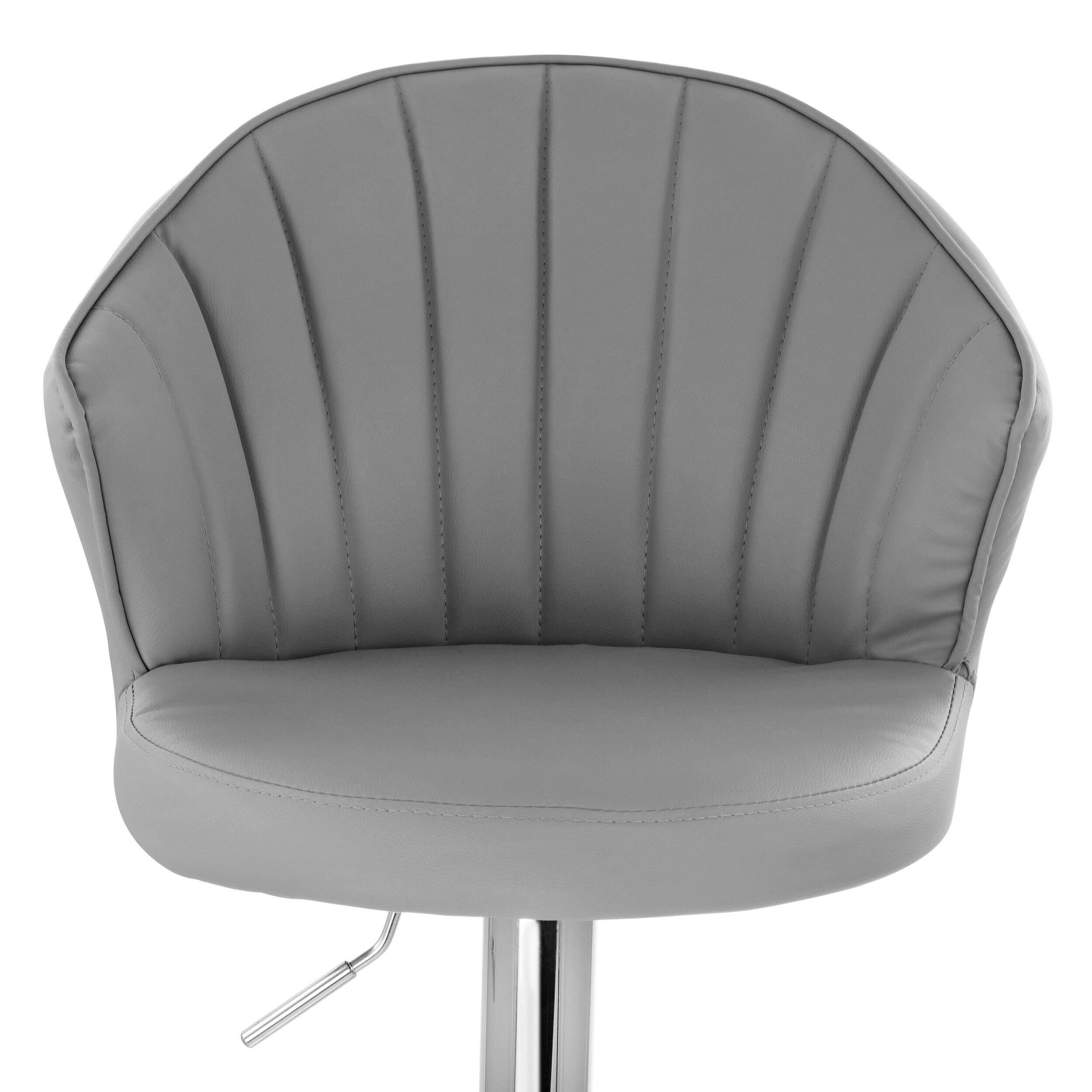 Elama Dark Gray Shell Faux Leather Bar Stool, 2ct.