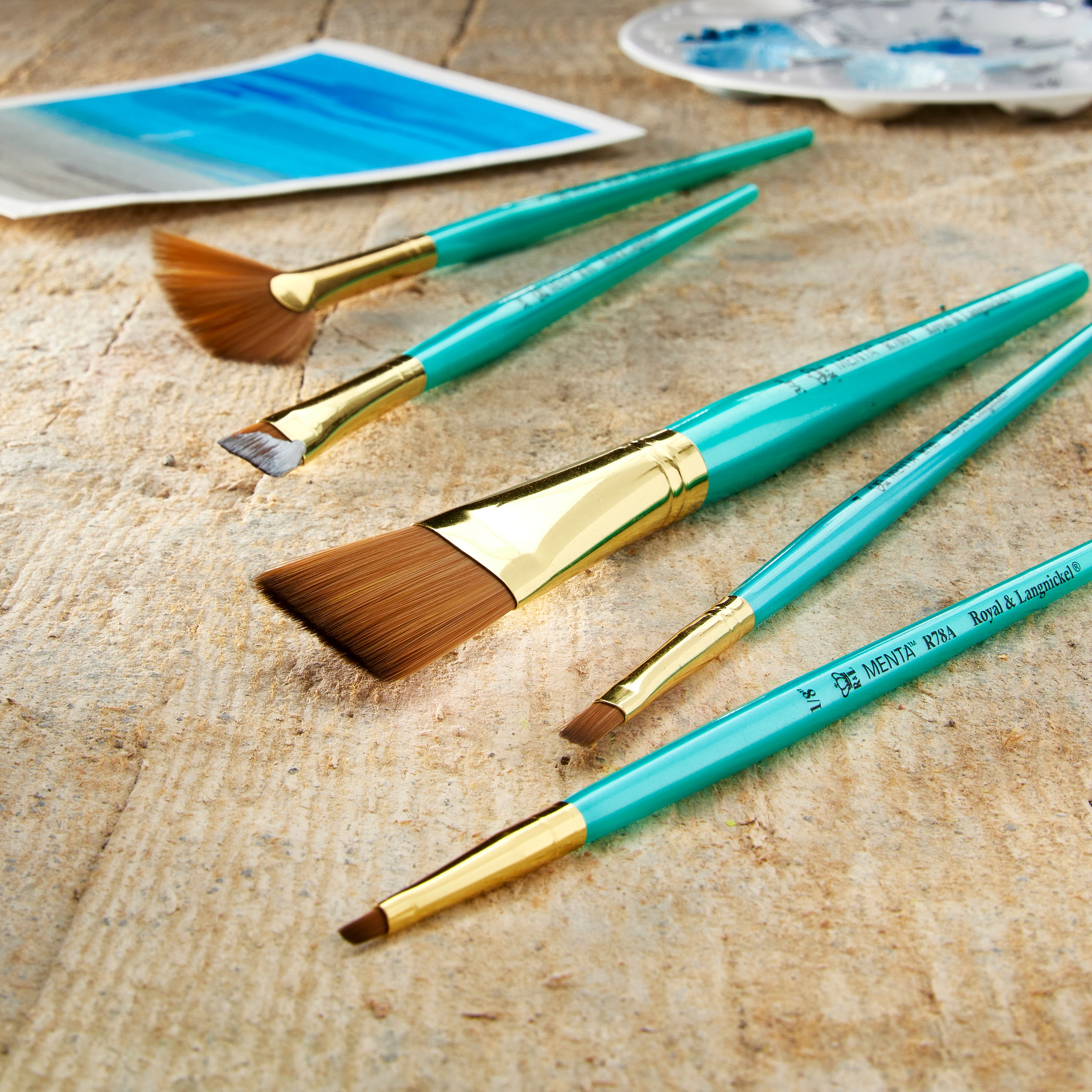 12 Packs: 5 ct. (60 total) Menta&#x2122; Synthetic Acrylic Variety Brush Set