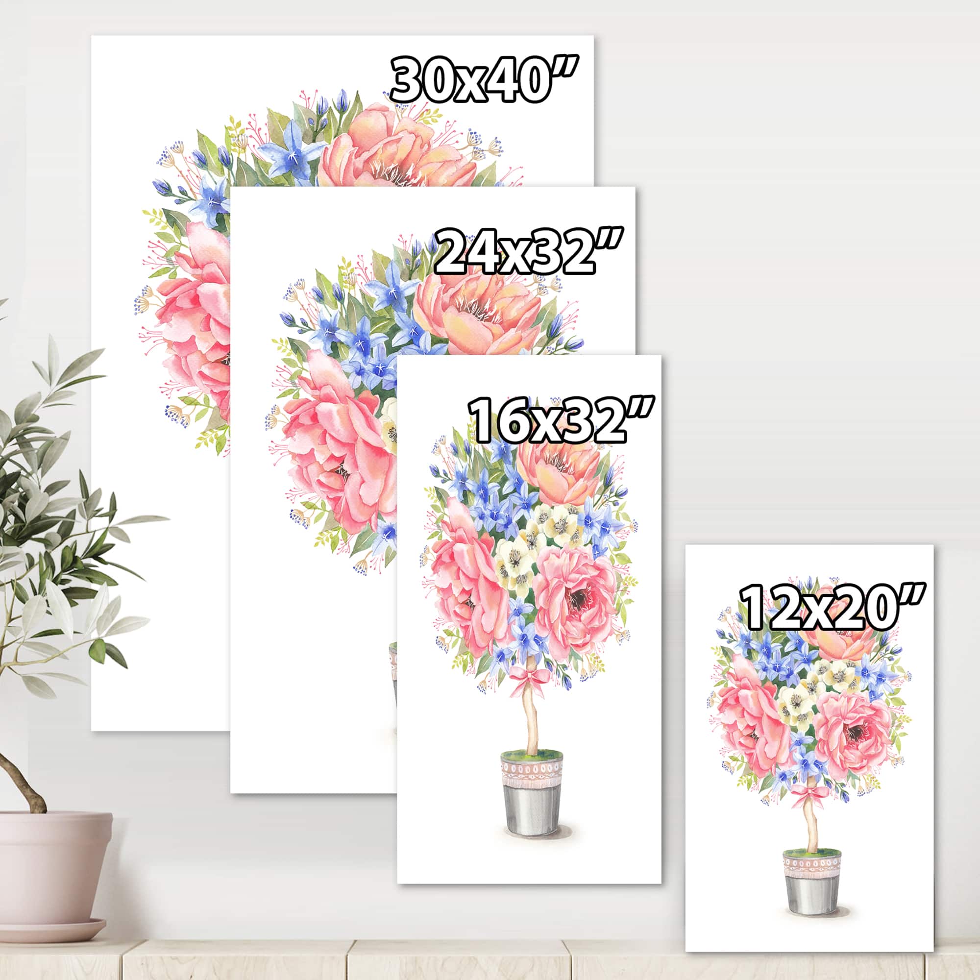 Designart - Flower Tree In A Pot With A Bow