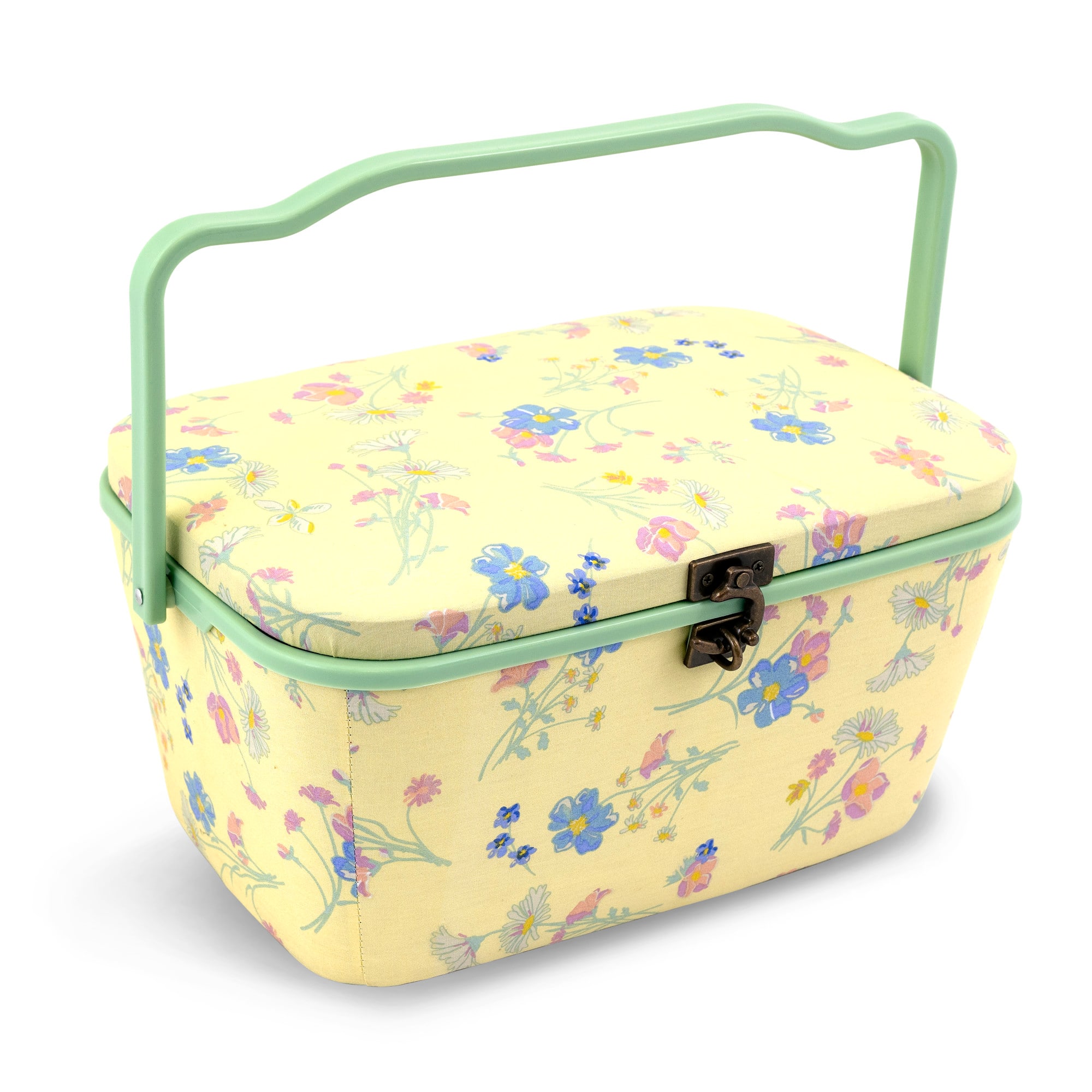 Dritz® Large Yellow Floral Oval Sewing Basket