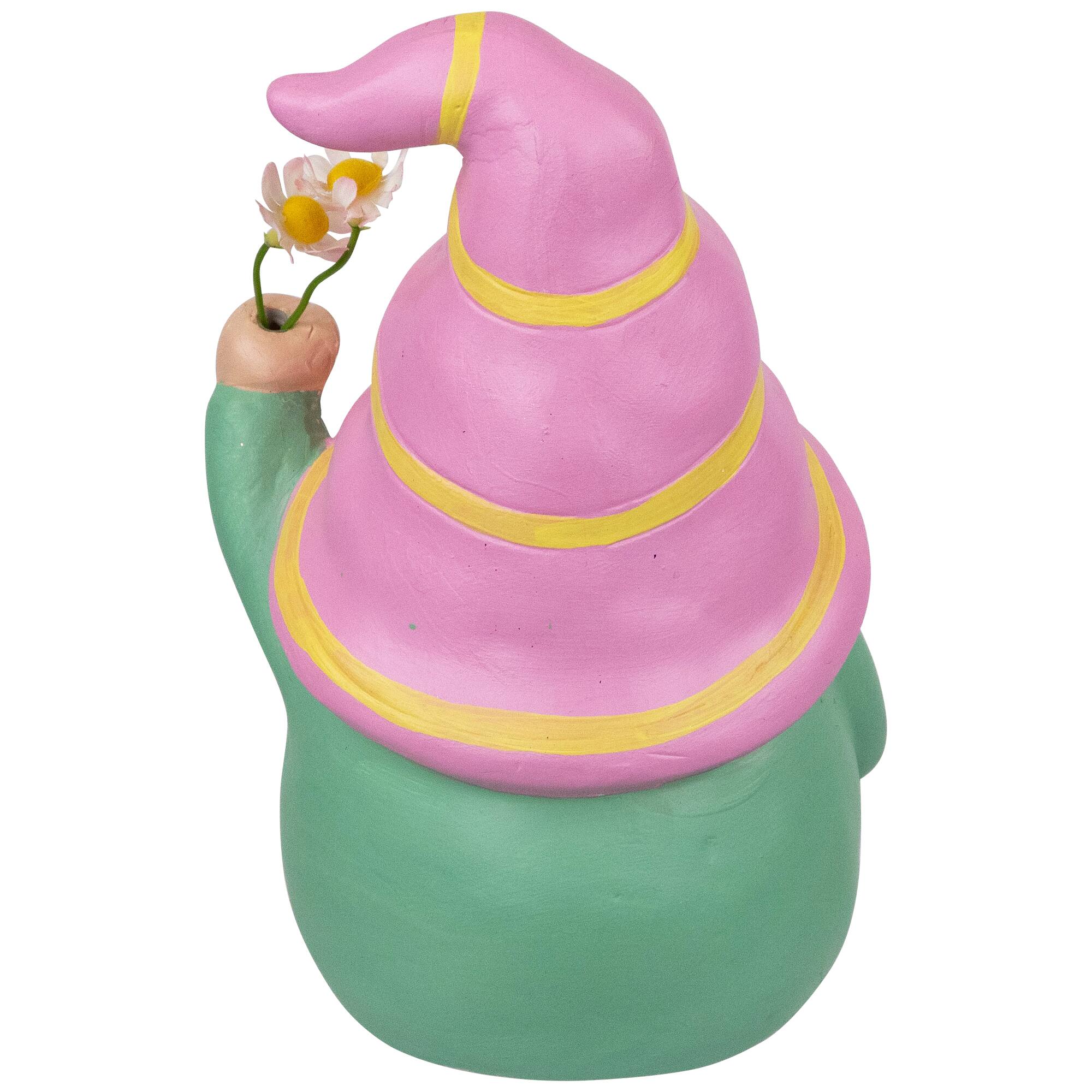 8" Pink & Green Gnome Holding Flowers Spring Figurine