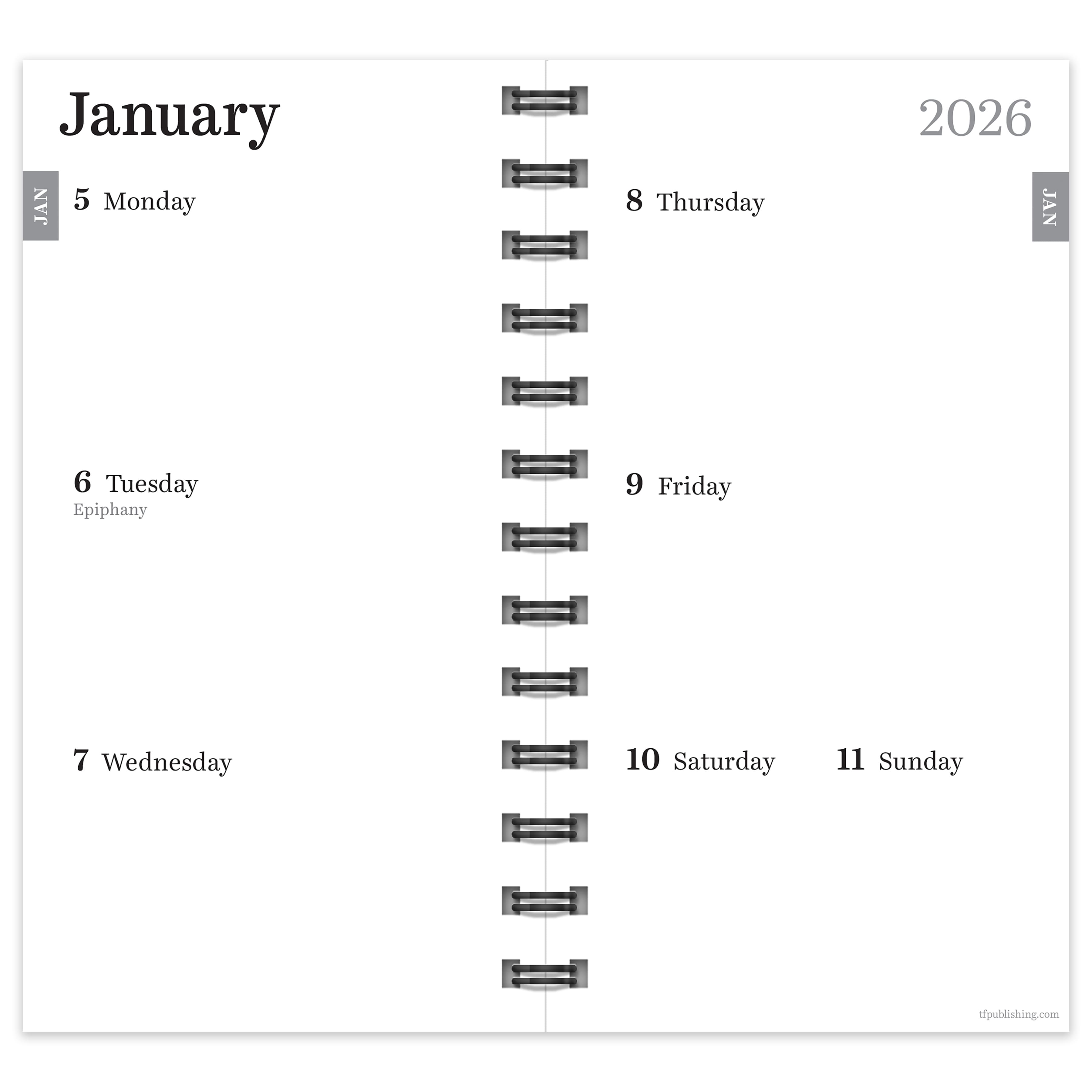 2026 Blue Blooms Small Weekly Monthly Planner