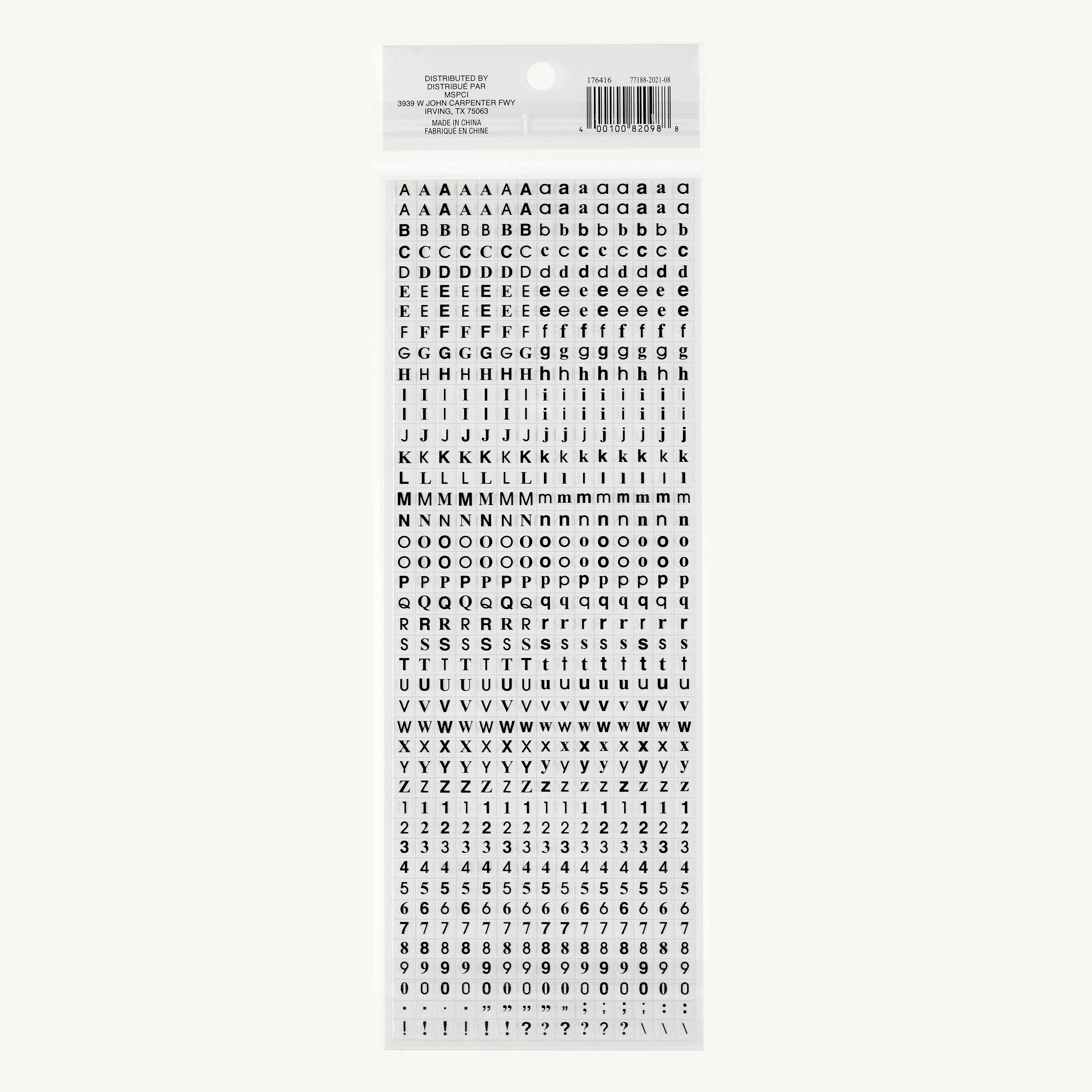 Black Mini Font Letter &#x26; Number Stickers by Recollections&#x2122;