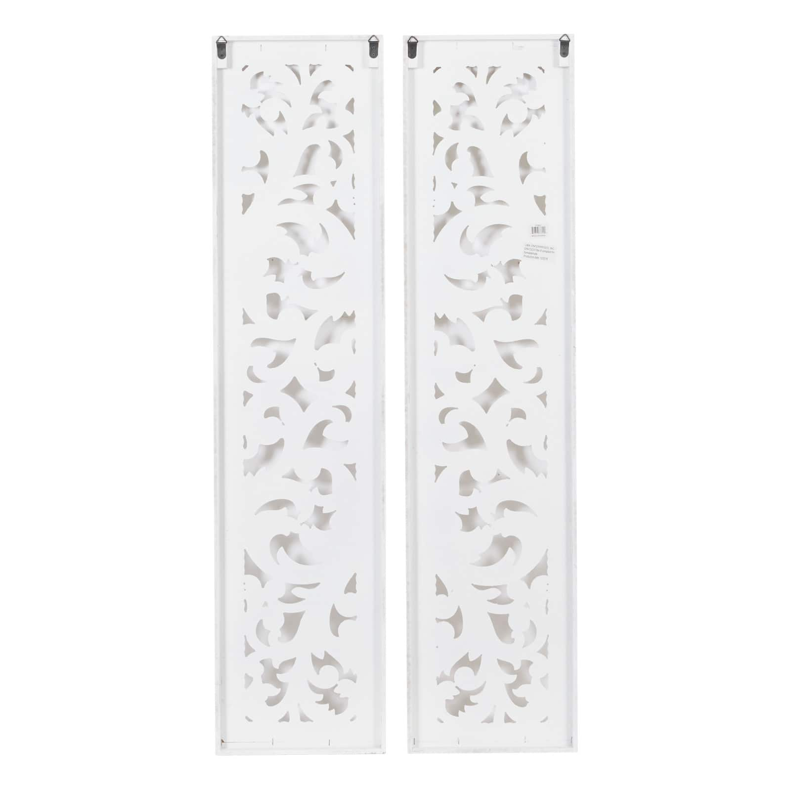 50&#x22; White Wood Traditional Abstract Wall Decor, 2ct.