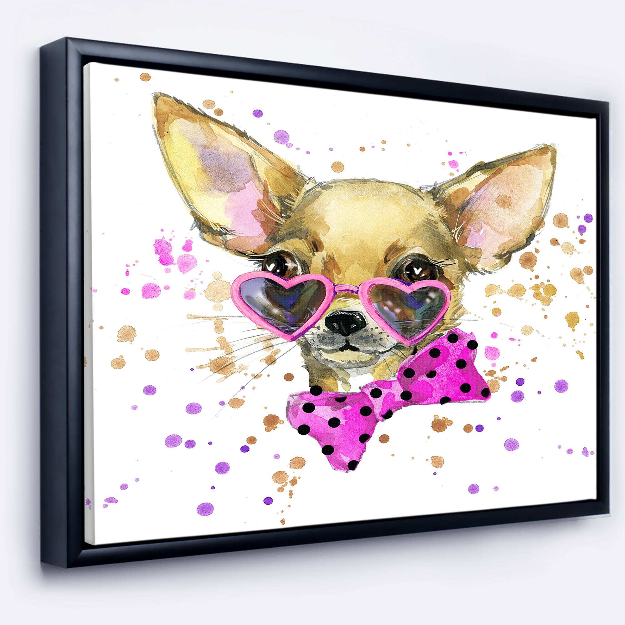 Designart - Puppy Dog in Watercolor - Animal Painting Canvas Art in Black Frame