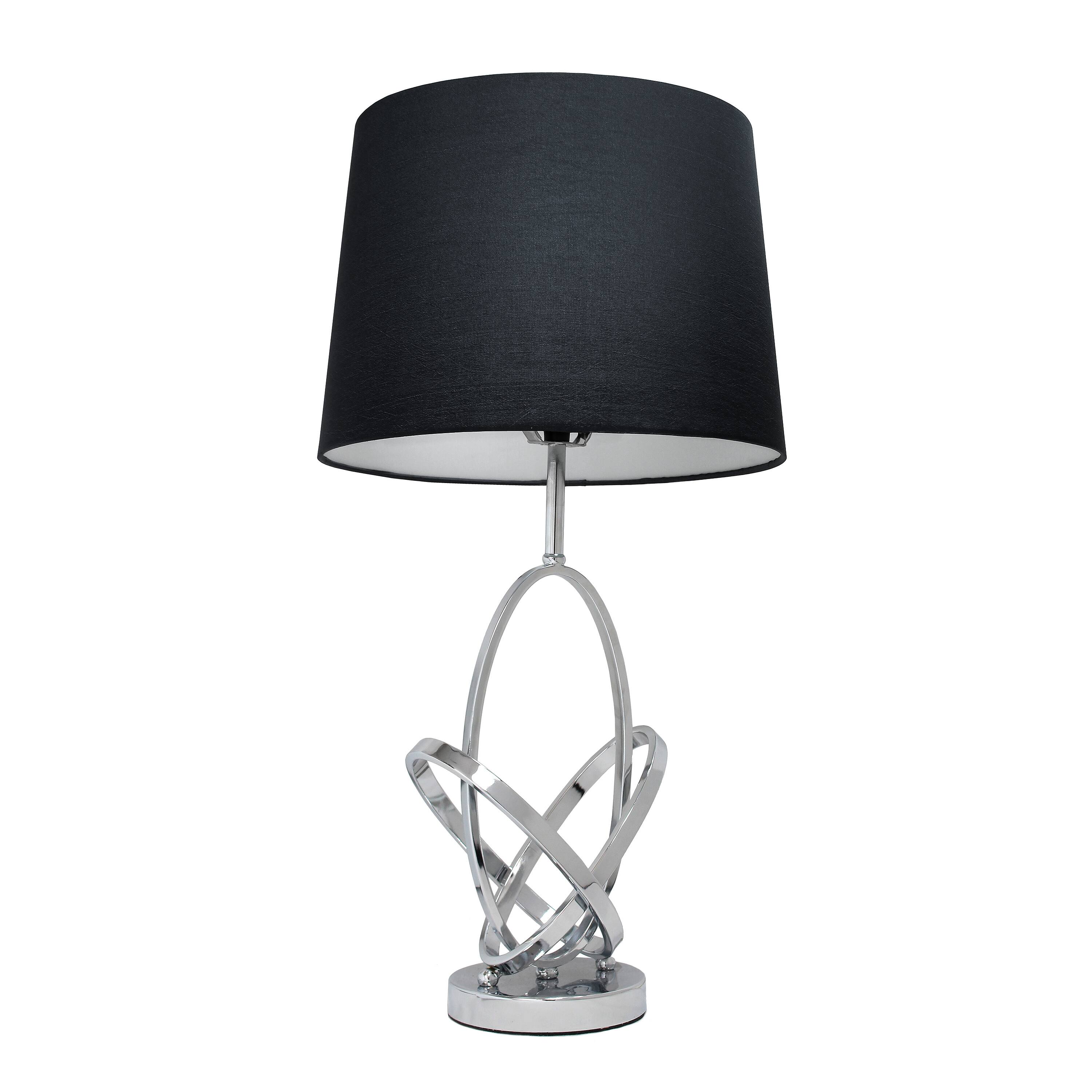 Elegant Designs™ 27" Mod Art Polished Chrome Table Lamp with Black Shade