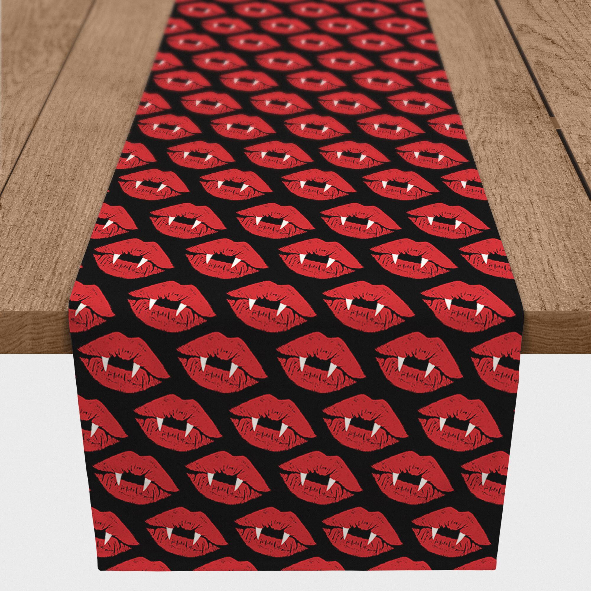 72&#x22; Vampire Lips Poly Twill Table Runner