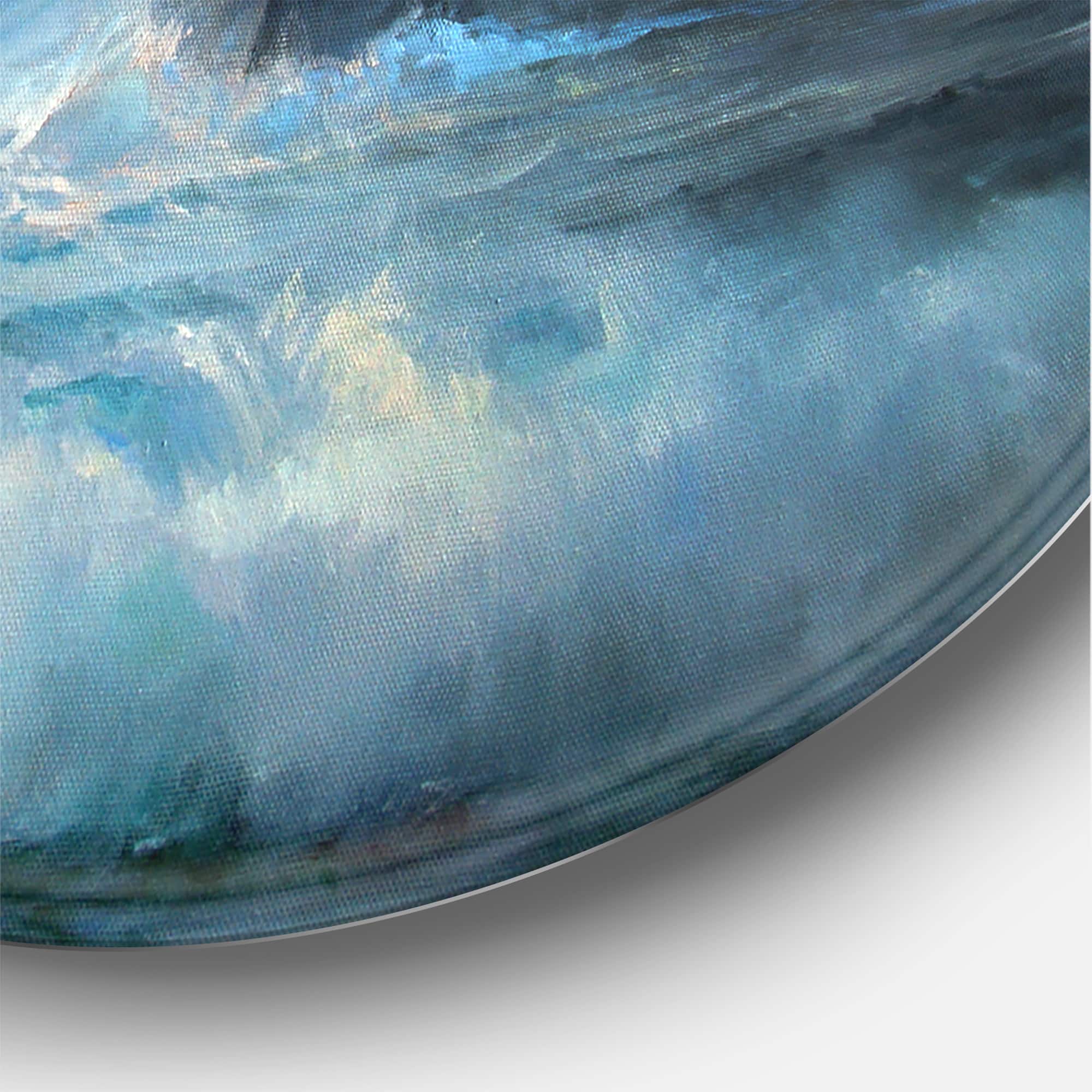 Designart - Lighthouse Shining Light During Stormy Night II - Nautical & Coastal Metal Circle Wall Art