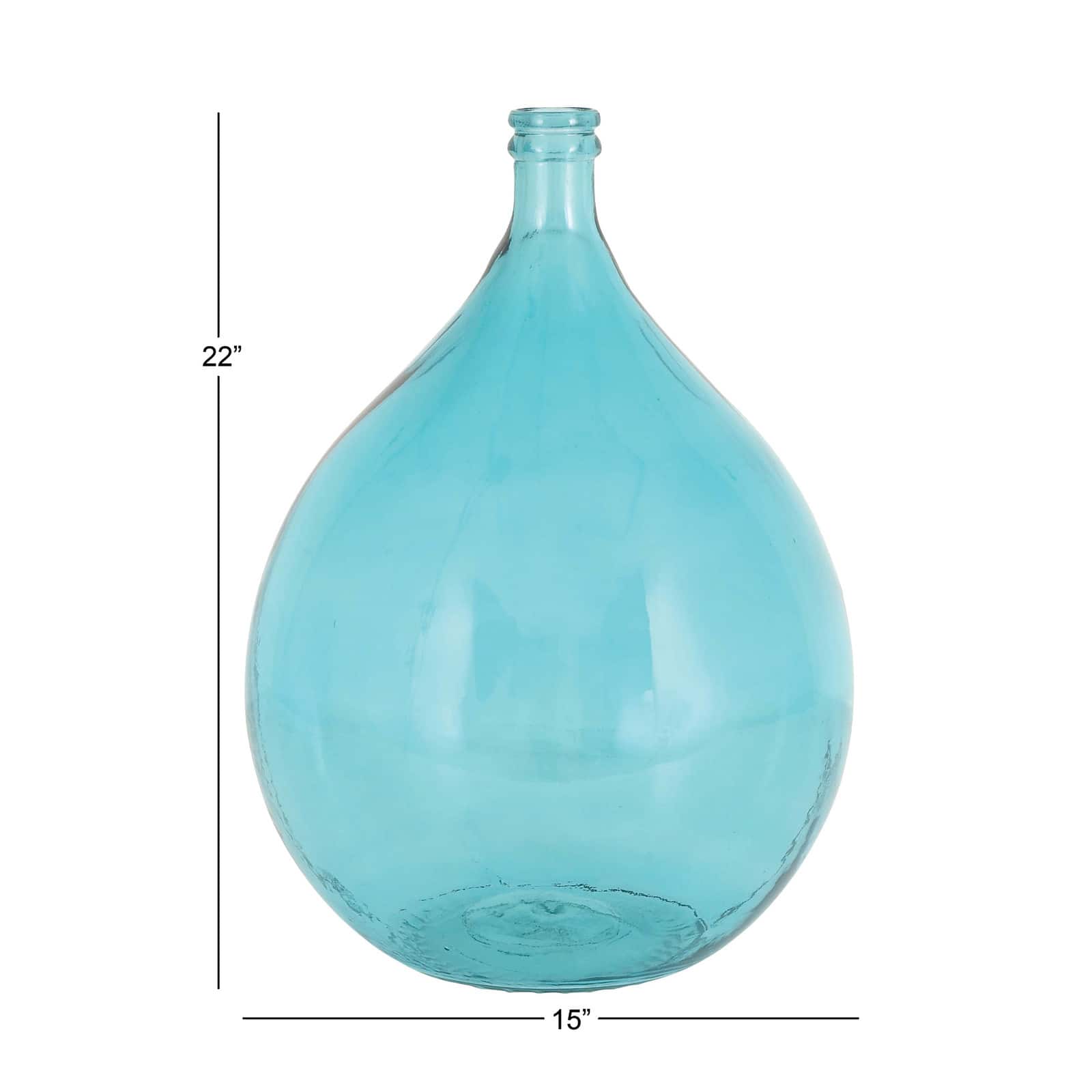 22&#x22; Turquoise Coastal Glass Vase
