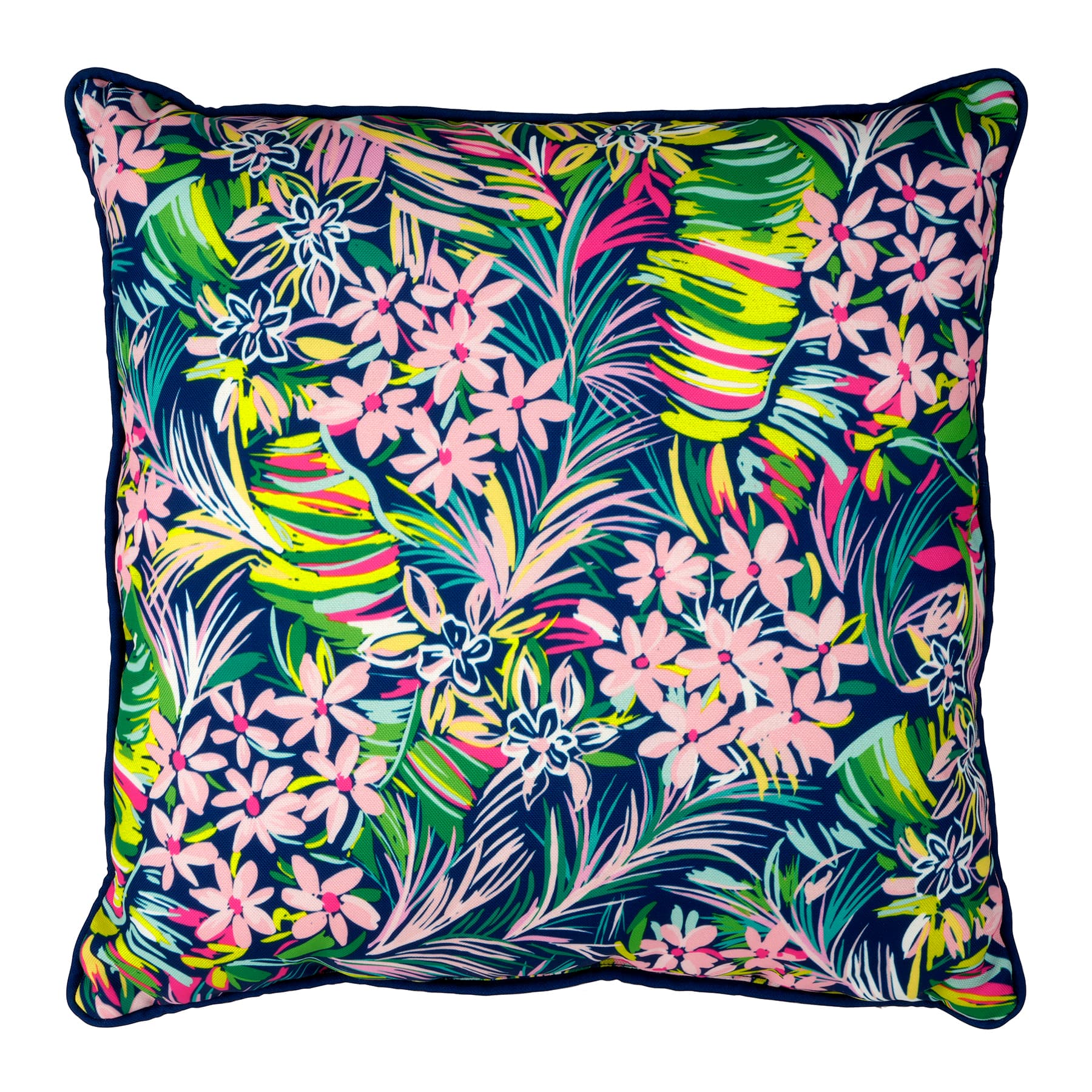 16&#x22; Blue Floral Outdoor Throw Pillow by Ashland&#xAE;