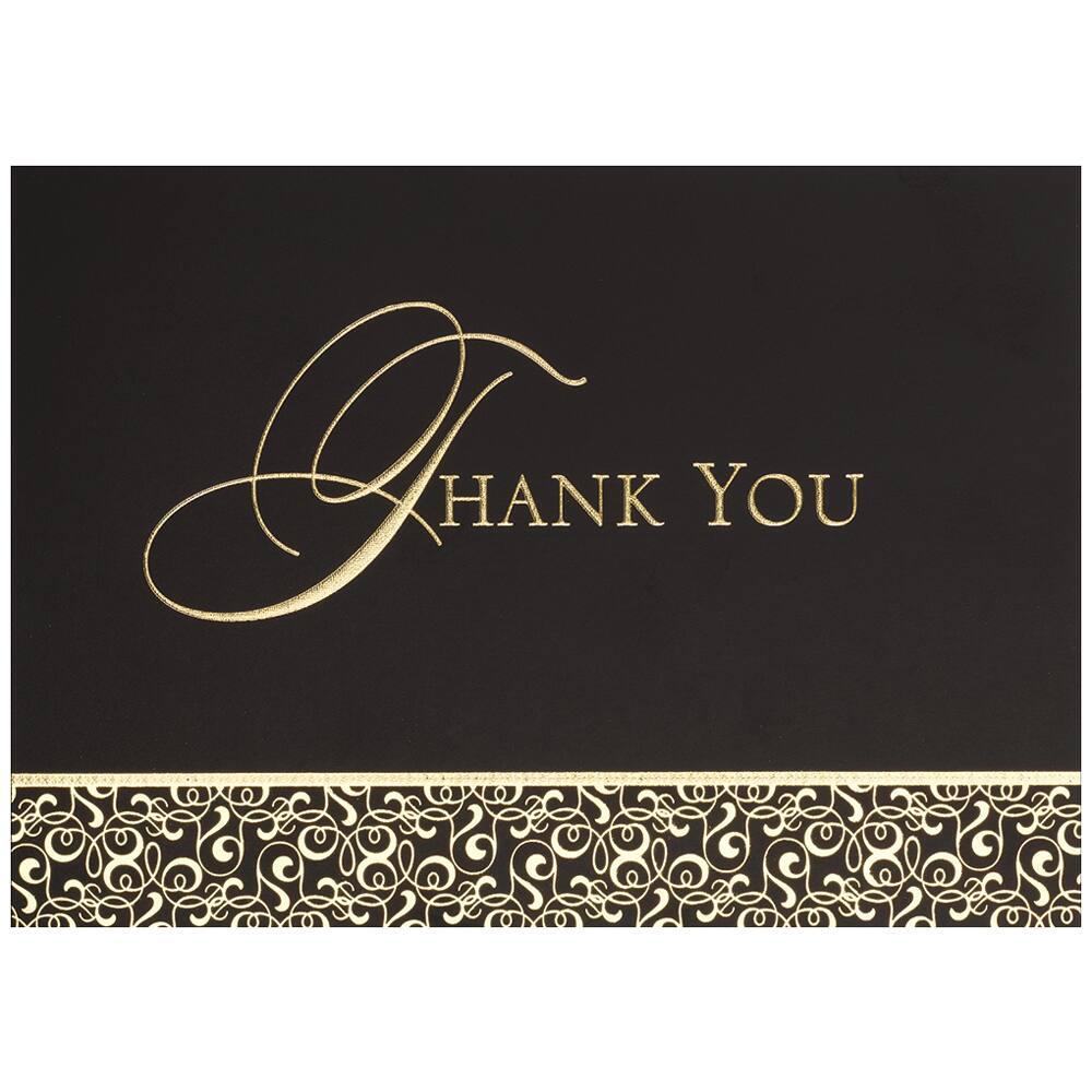 JAM Paper 5.625" x 7.875" Golden Damask Thank You Cards & Envelopes, 25ct.
