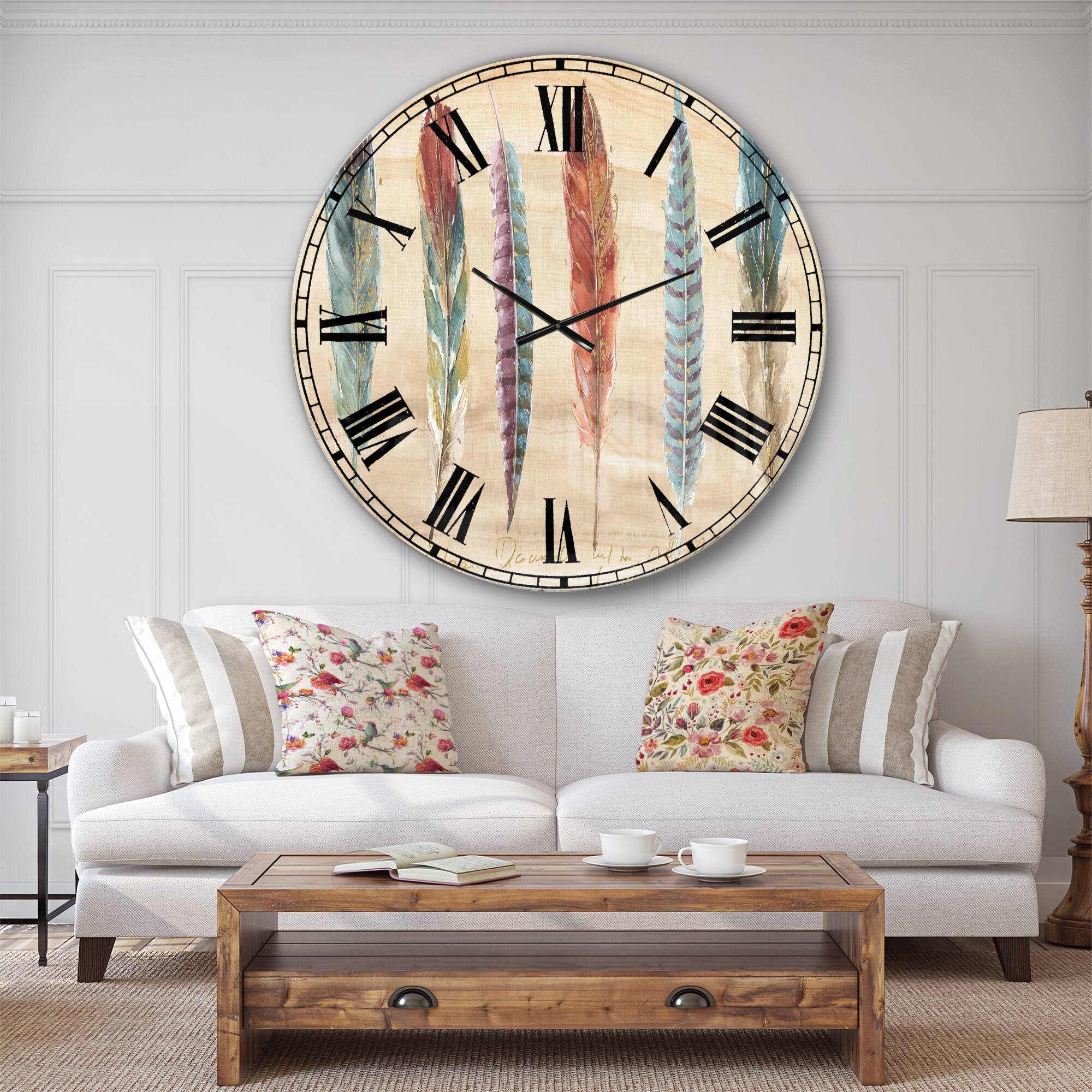 Designart Feathers Wall Clock
