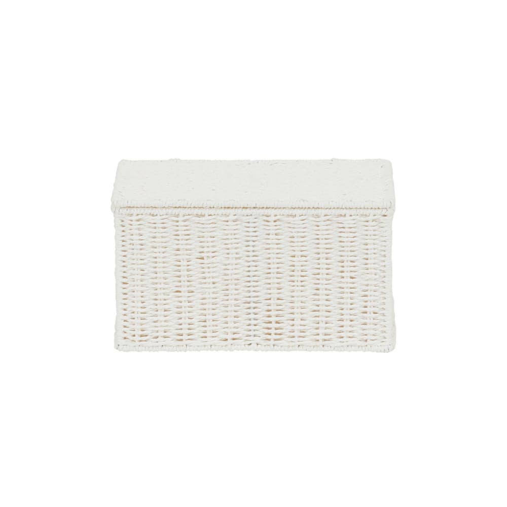 Household Essentials Small White Wicker Basket with Lid