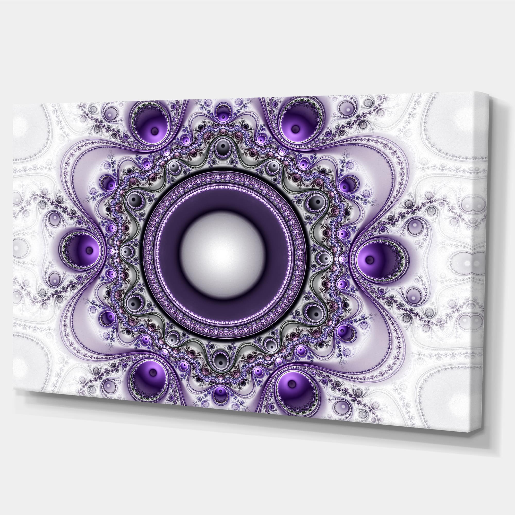 Designart - Purple Fractal Pattern with Circles - Oversized Abstract Canvas Art Print