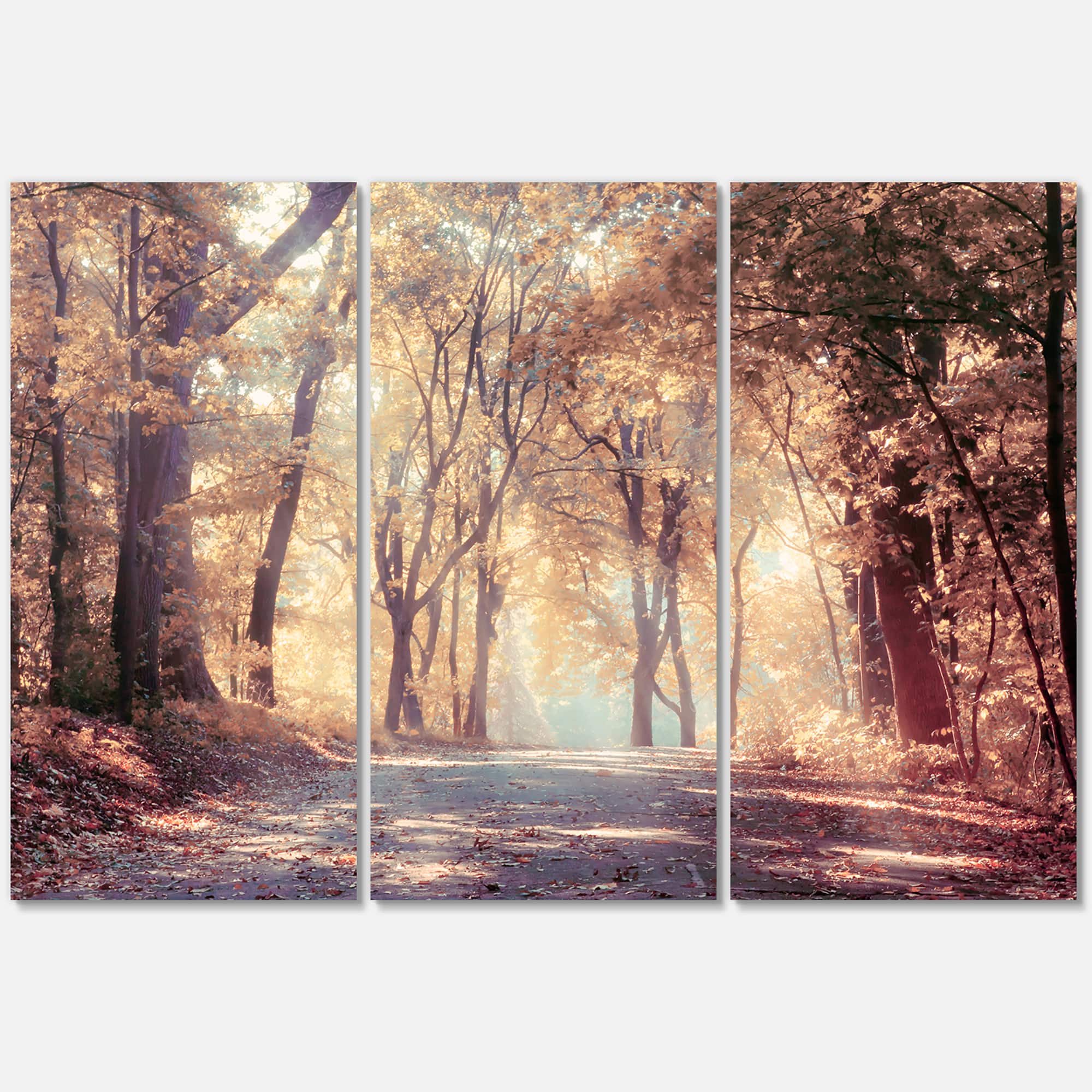 Designart - Golden Autumn Beautiful Forest - Landscape Canvas Art Print