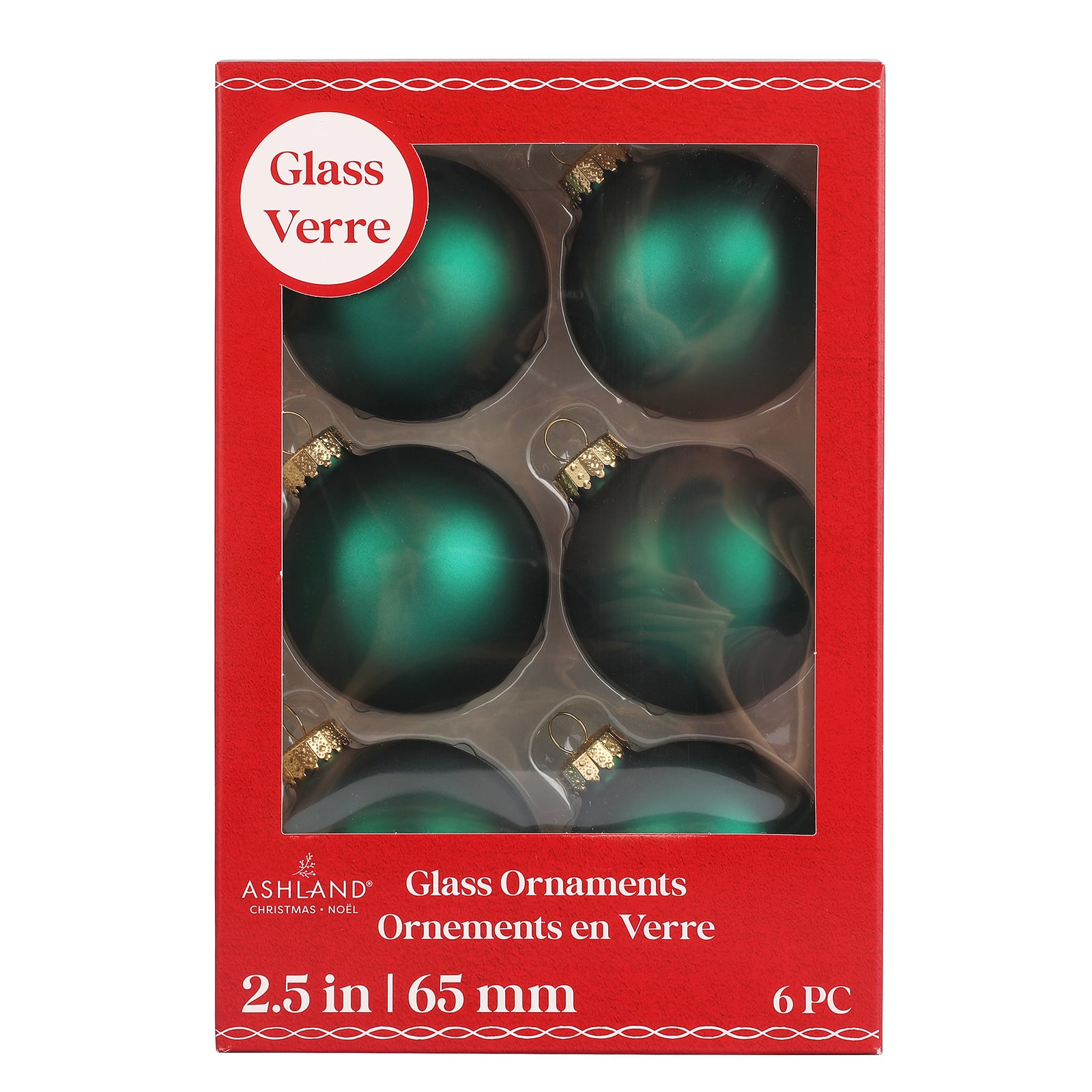 6 Pack 2.5" Emerald Glass Ball Ornaments by Ashland®