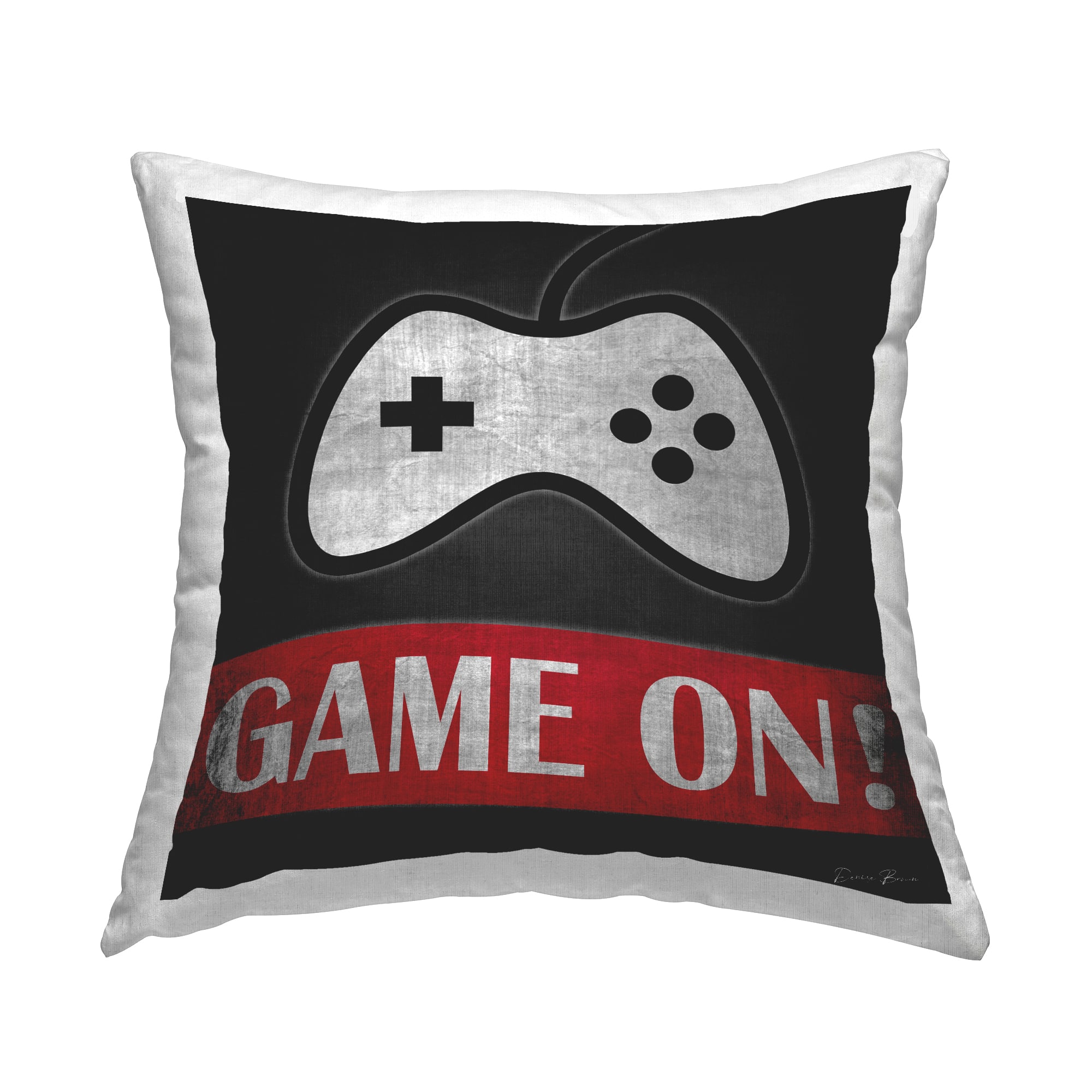 Stupell Industries Game On Bold Gamer Phrase Retro Controller Throw Pillow 18" x 18"