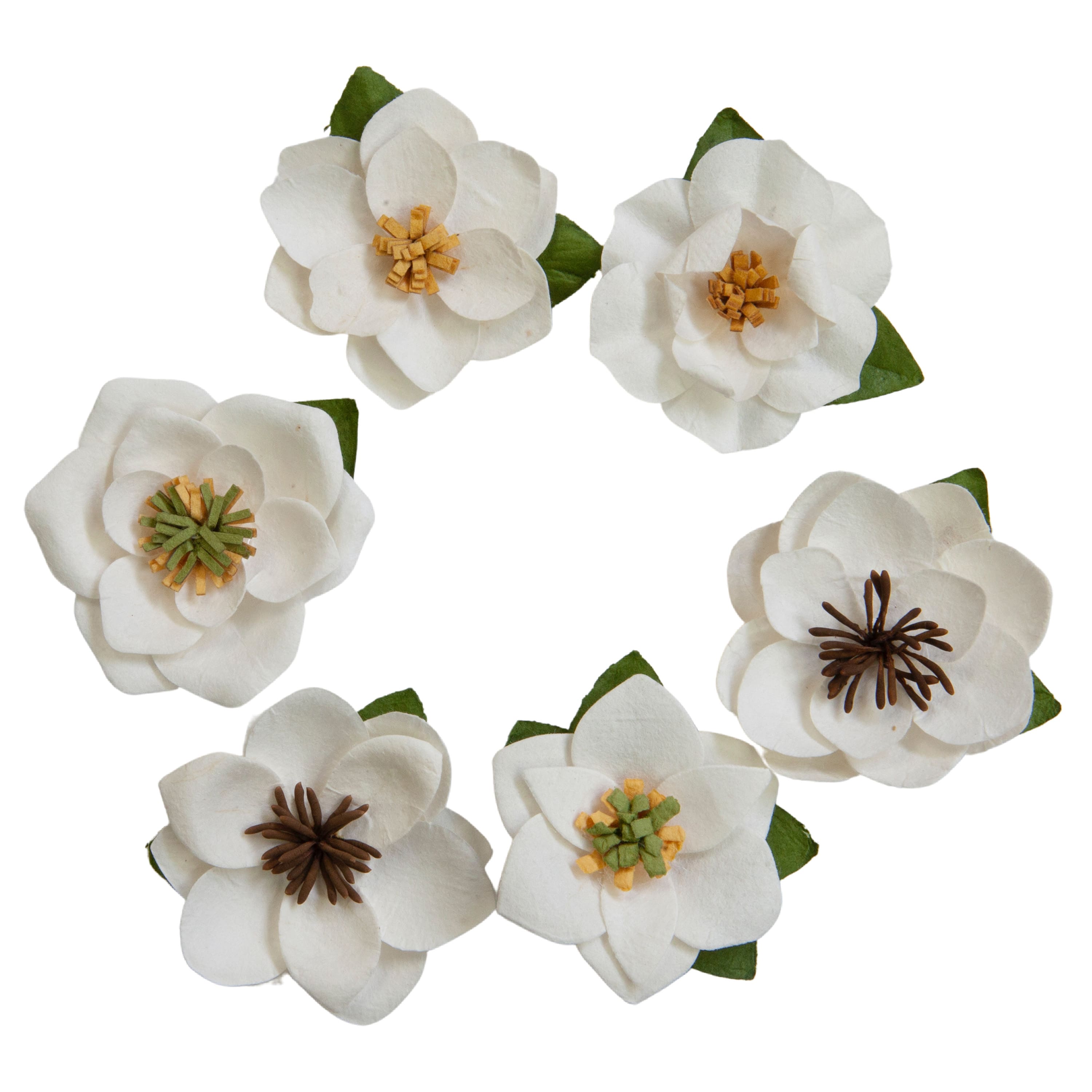 12 Packs: 6 ct. (72 total) Paper Magnolia Flower Embellishments by Recollections™