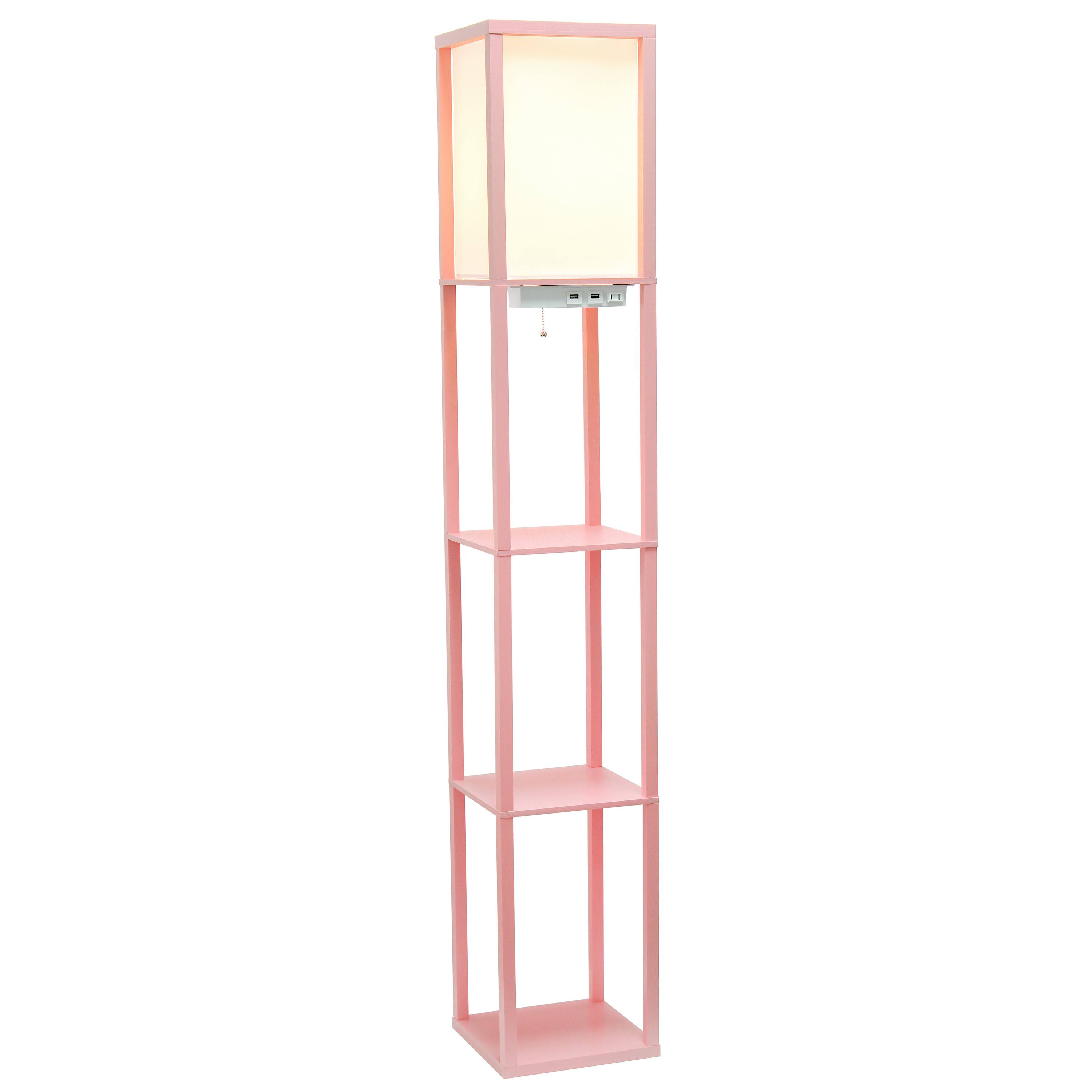 Simple Designs Floor Lamp with 2 USB Charging Ports/1 Outlet