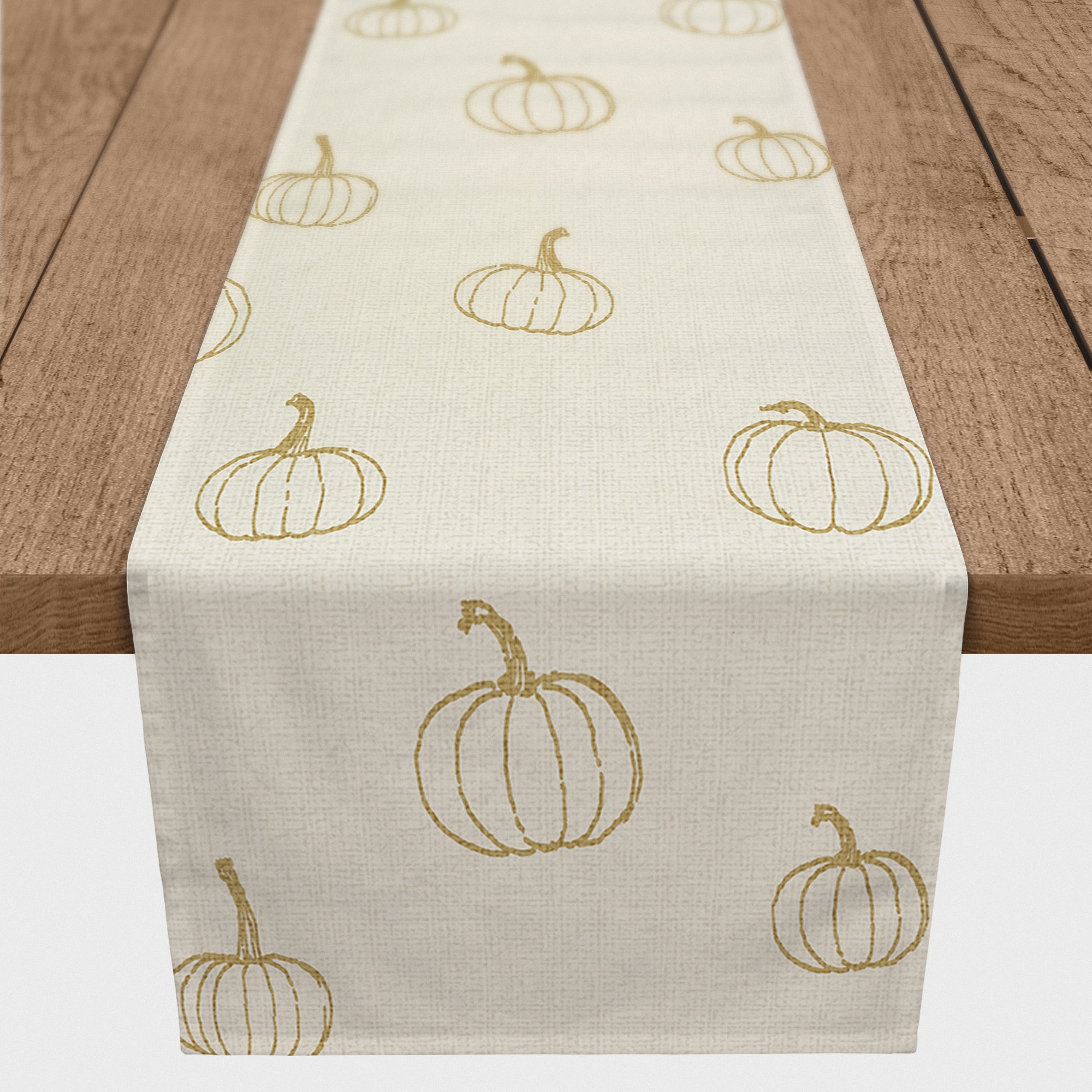 72&#x27;&#x27; Mustard Yellow Mini Pumpkin Pattern Cotton Twill Runner