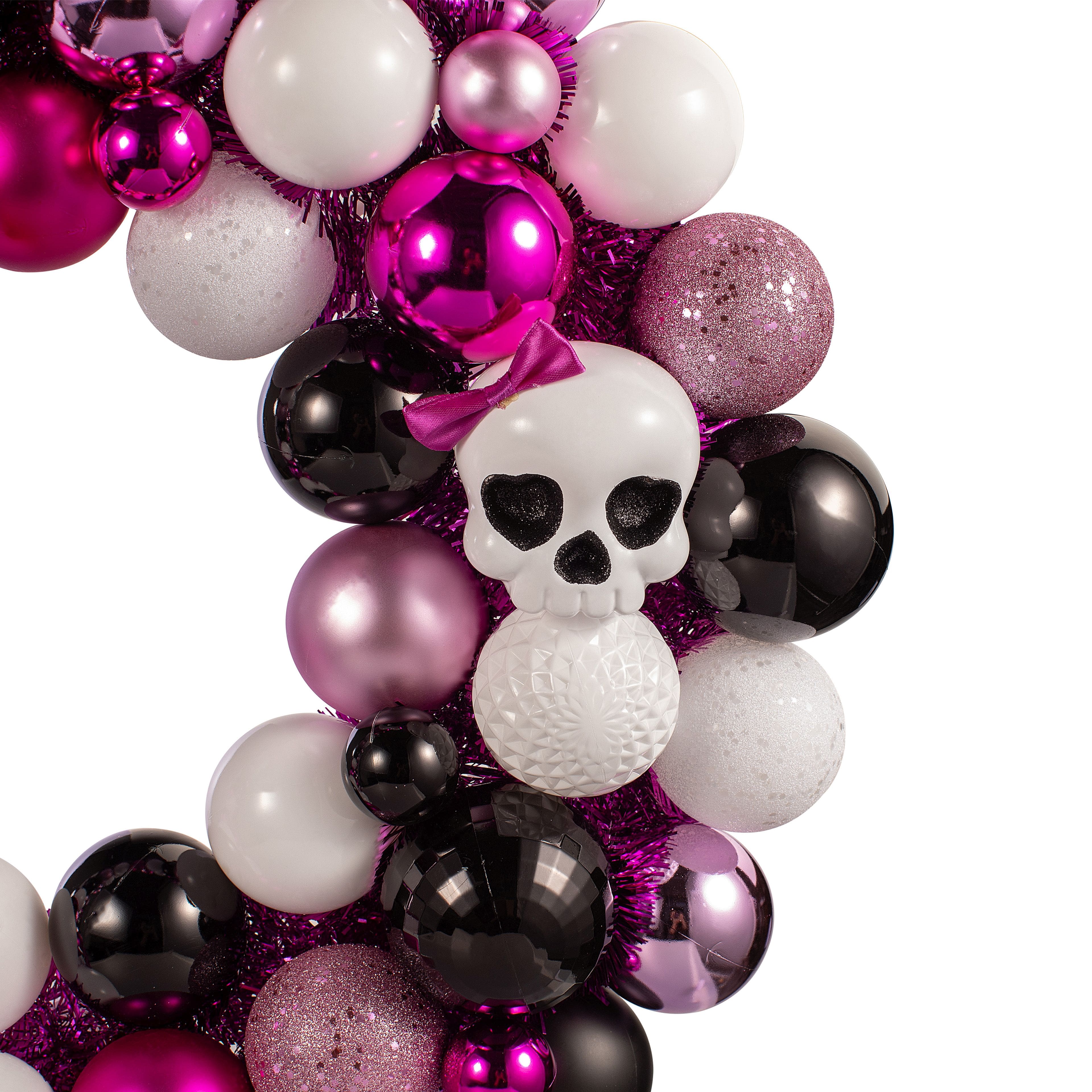 23.5&#x22; Pink &#x26; Purple Skull &#x26; Ornament Wreath by Ashland&#xAE;
