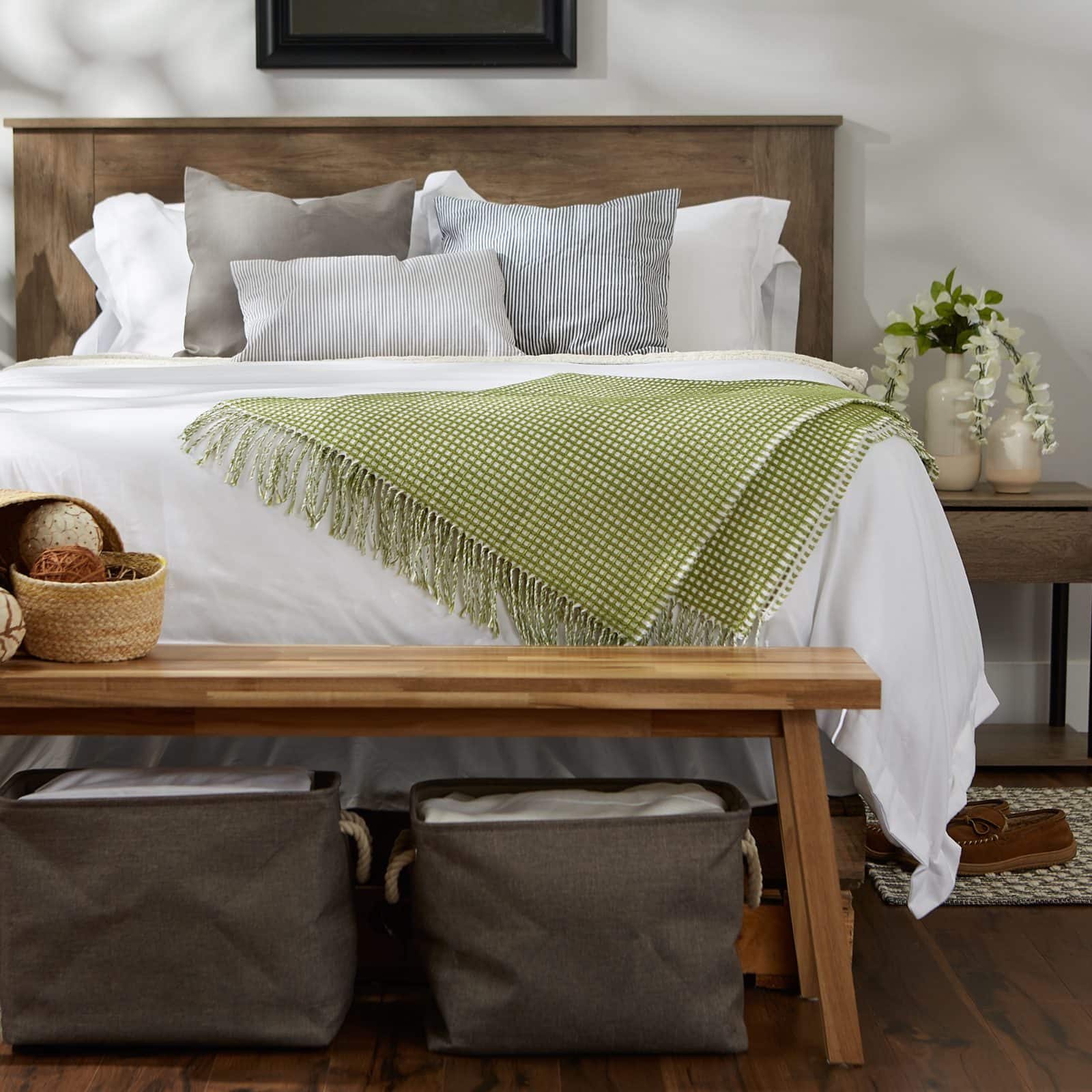 DII® Antique Green & White Waffle Knit Throw