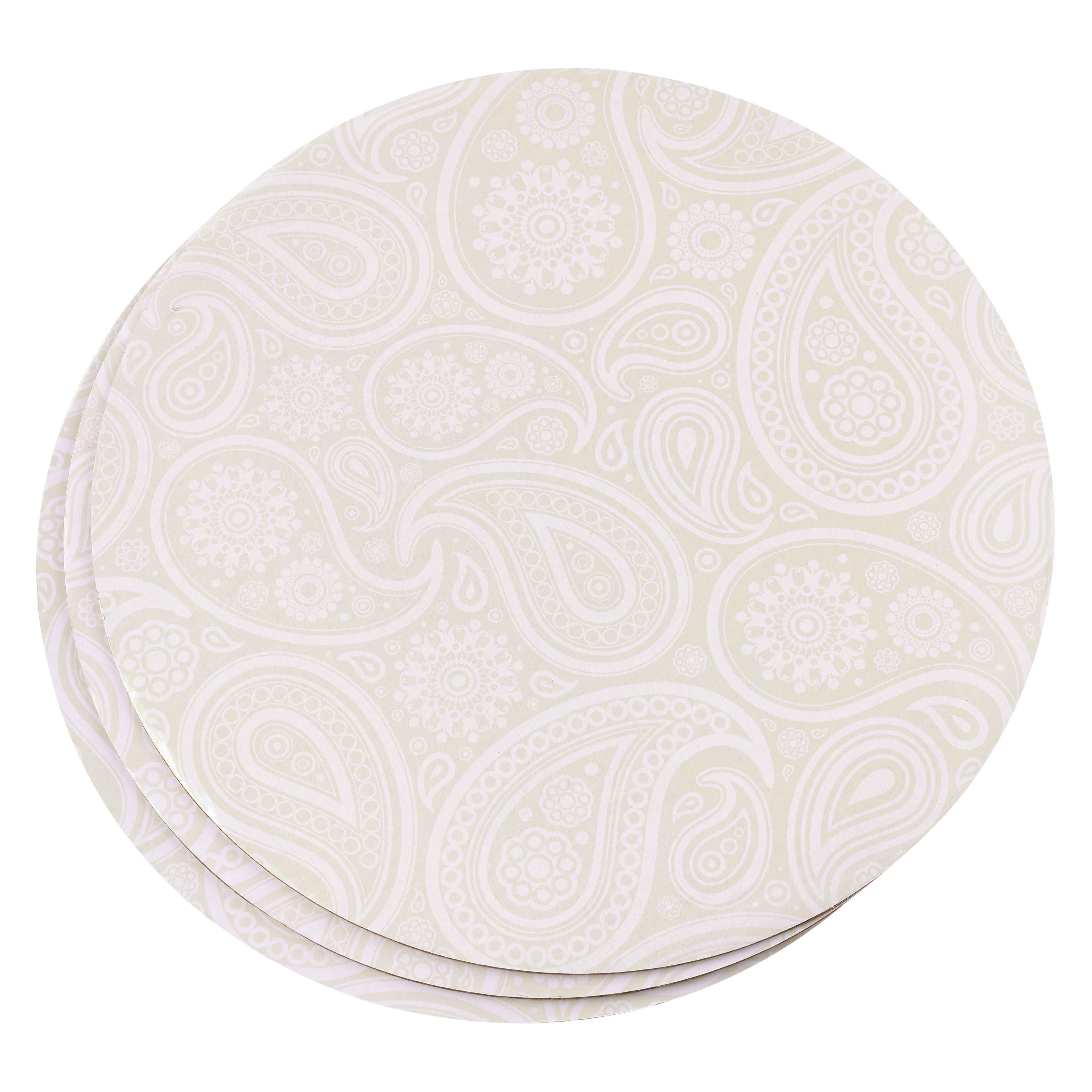 12 Packs: 3 ct. (36 total) 12" Silver Paisley Cake Boards by Makery®