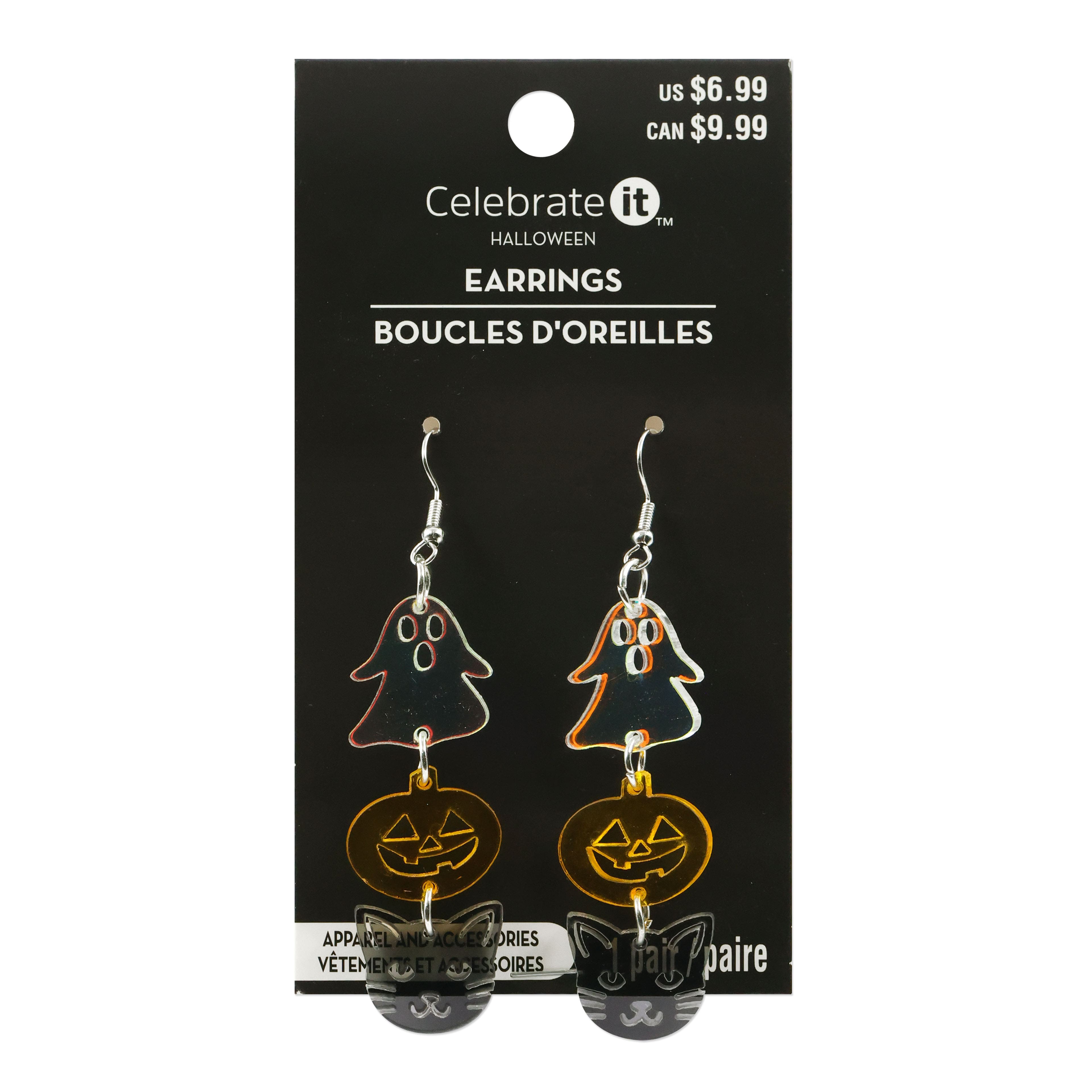 Ghost, Jack-o&#x27;-Lantern, &#x26; Black Cat Earrings by Celebrate It&#x2122;