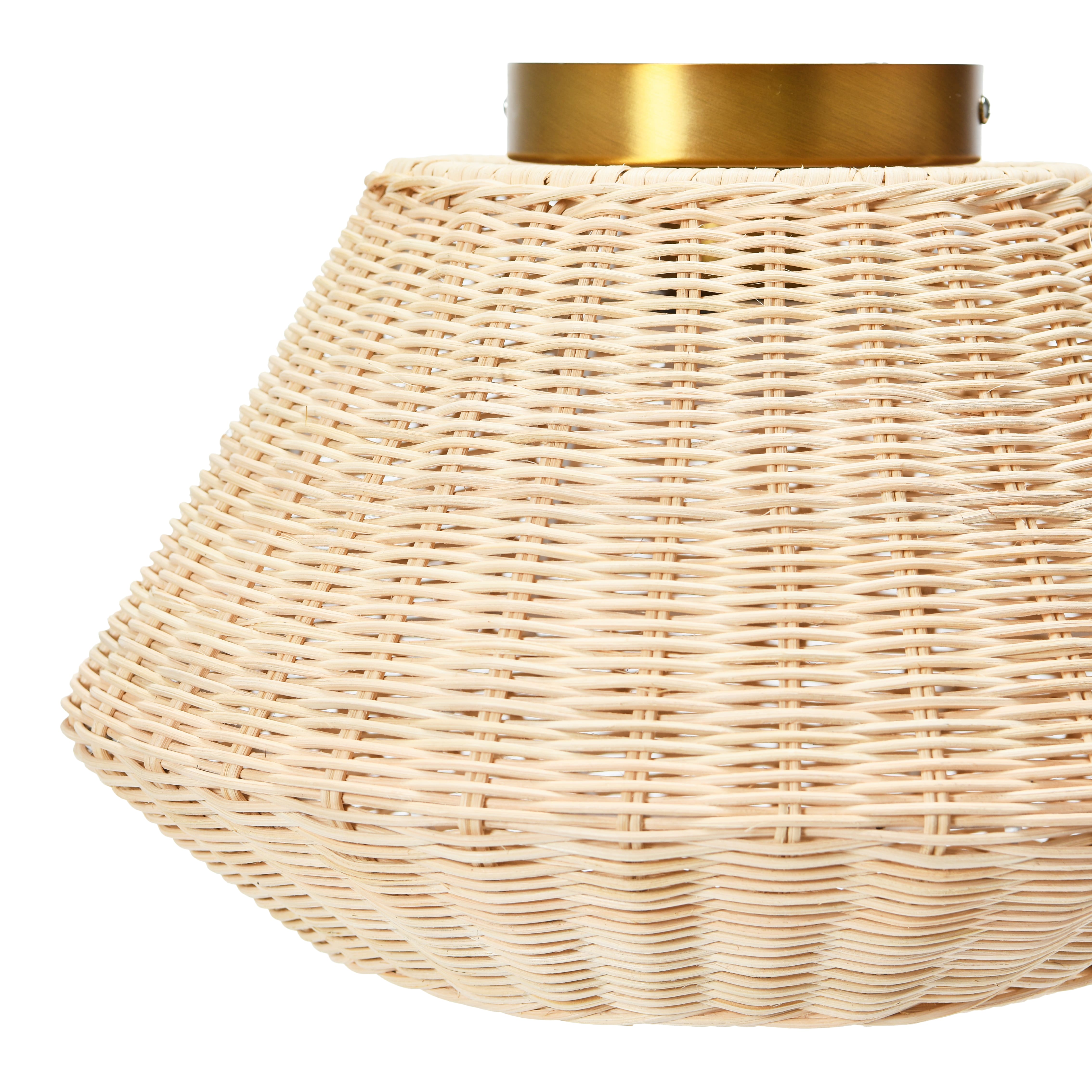 13.8&#x22; Coastal Ceiling Lamp with Rattan Shade and Iron Base