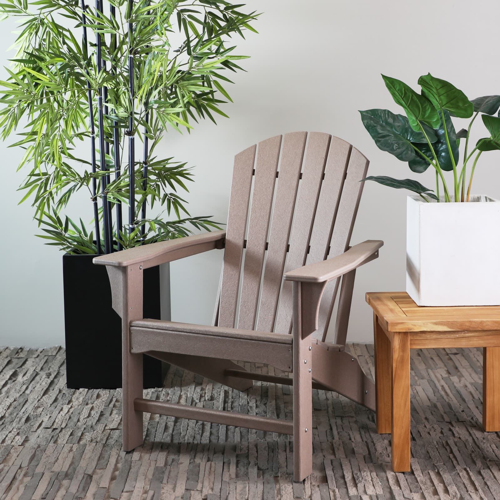 38&#x22; Brown Resin Indoor Outdoor Adirondack Chair