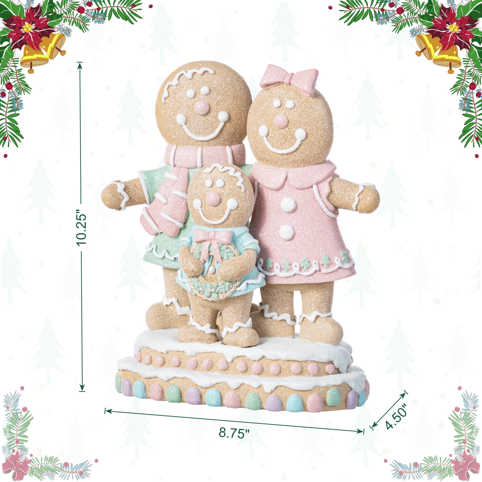 Glitzhome&#xAE; 10.25&#x22; Resin Christmas Gingerbread Man Family Table Decor