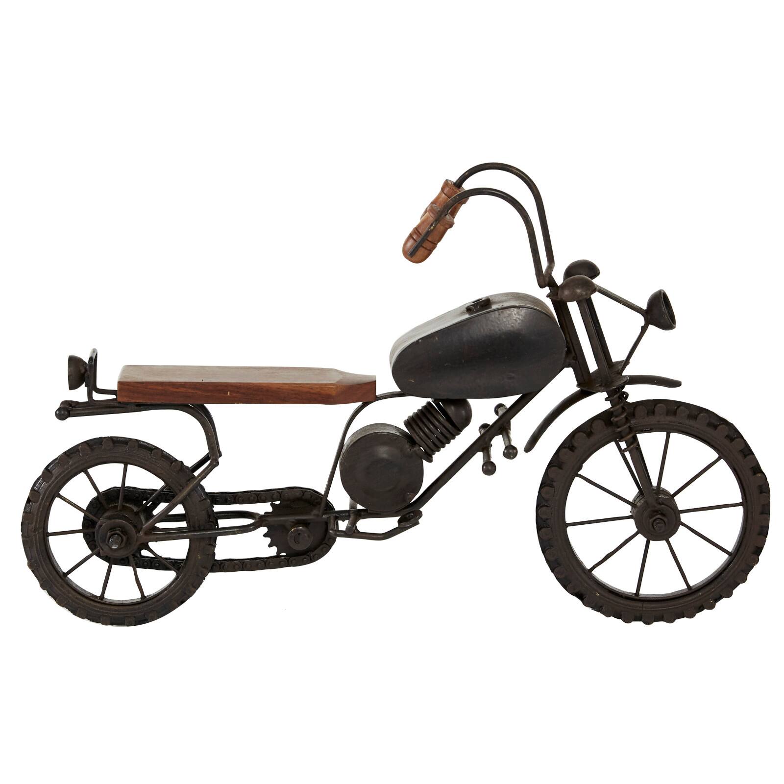 16&#x22; Black Metal Traditional Motorcycle Sculpture