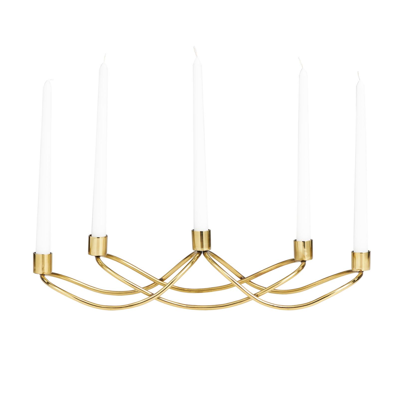 18" Gold Stainless Steel 5 Taper Candle Candelabra